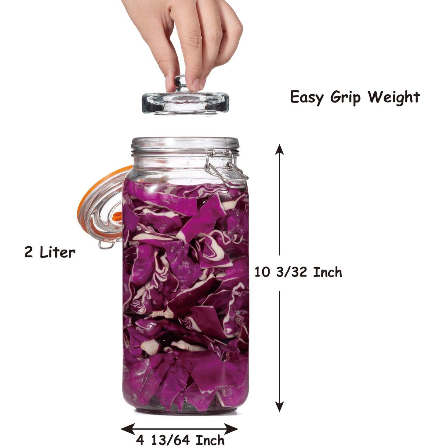 Jillmo Fermentation Jar, 2 Liter Fermentation Kit With Fermenting Weights And Airlocks, Pack Of 2