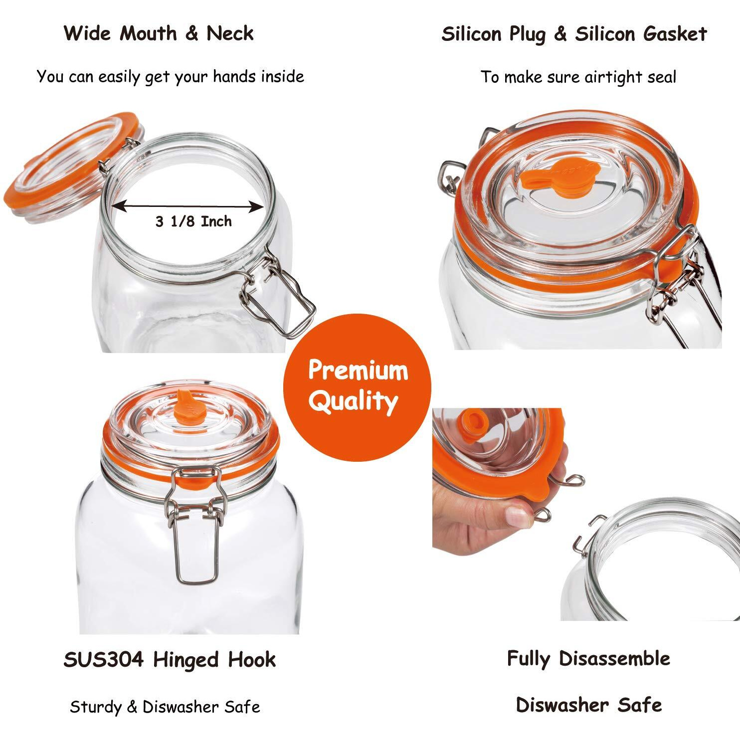 Jillmo Fermentation Jar, 2 Liter Fermentation Kit With Fermenting Weights And Airlocks, Pack Of 2
