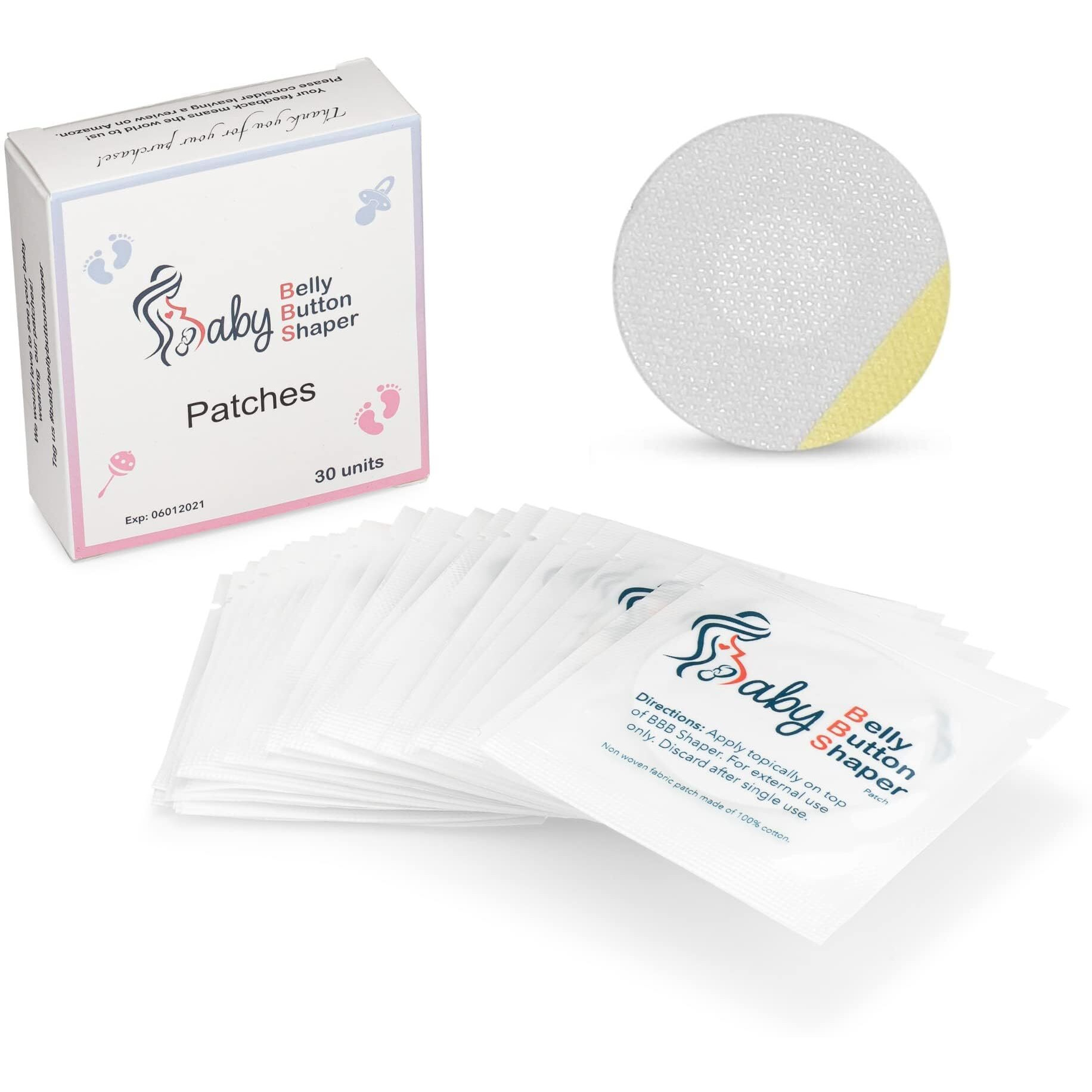 Baby Belly Button Patches 30 Pieces - Cotton Patches Baby Essentials Must Haves - Baby Belly Navel Patches - Newborn Care Belly Button Shaper