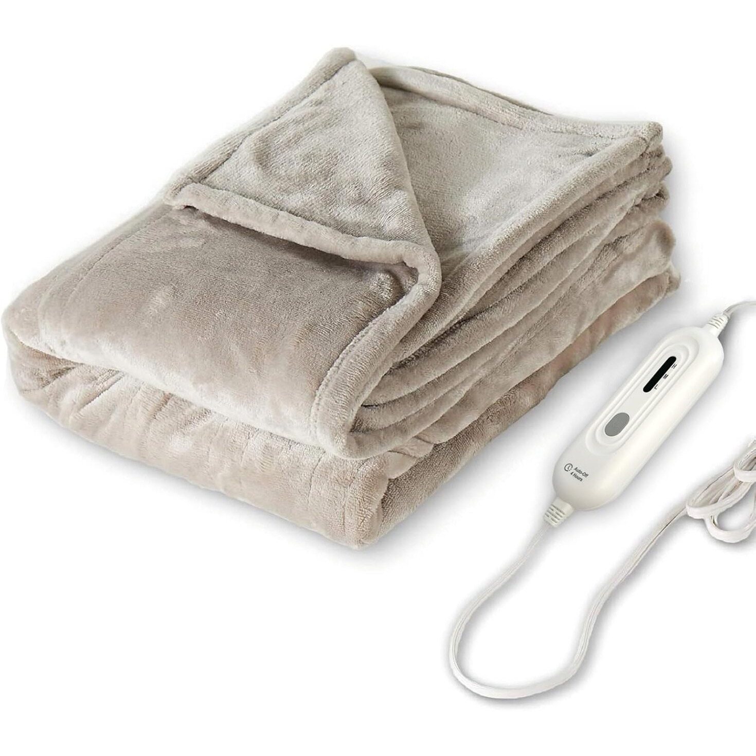 Tefici Electric Heated Blanket Throw, Super Cozy Soft 2-Layer Flannel 50"" X 60"" Heated Throw With 3 Heating Levels & 4 Hours Auto Off, Machine Washable, Etl&Fcc Certified, Home Office Use,Camel