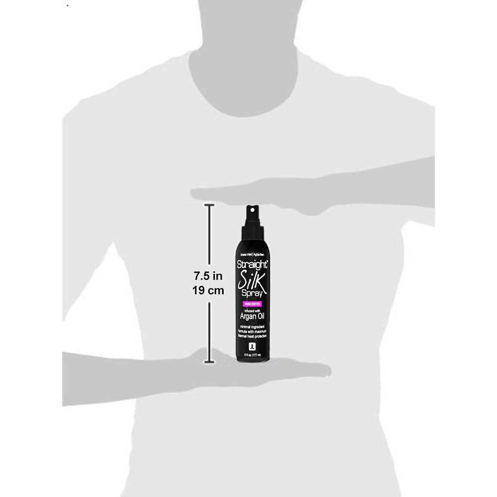 Straight Silk Spray With Moroccan Argan Oil | Hair Straightening Protector & Detangler | Alcohol-Free | Heat Protectant Up To 450F | Flat-Iron | Blow-Dry | Unscented | Hair Spray | Made In Usa (6Oz)