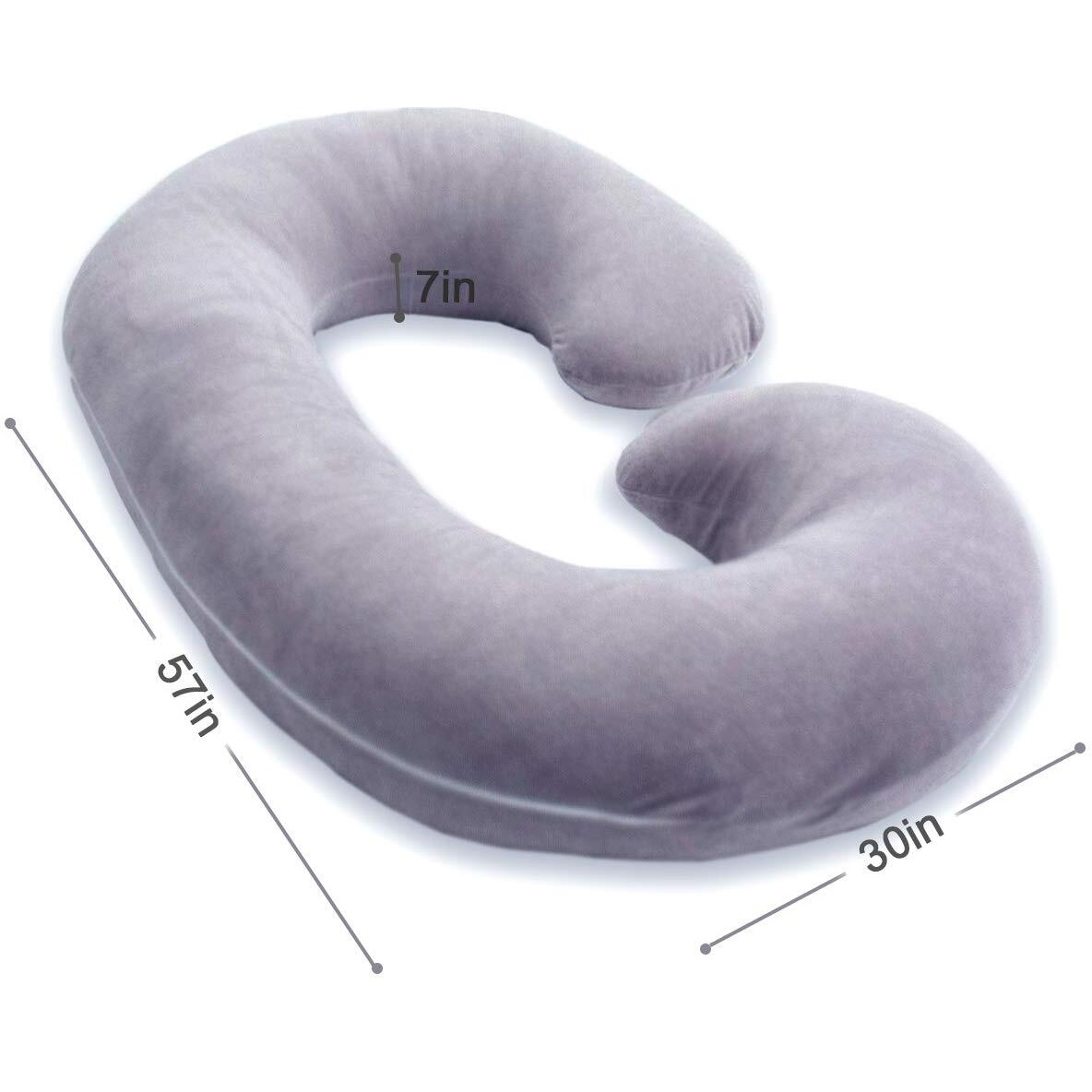 1 Middle One Pregnancy Pillow, C Shaped Full Body Pillow For Maternity Support, Pregnant Women Sleeping Pillow With Velvet Cover (Dark Grey)