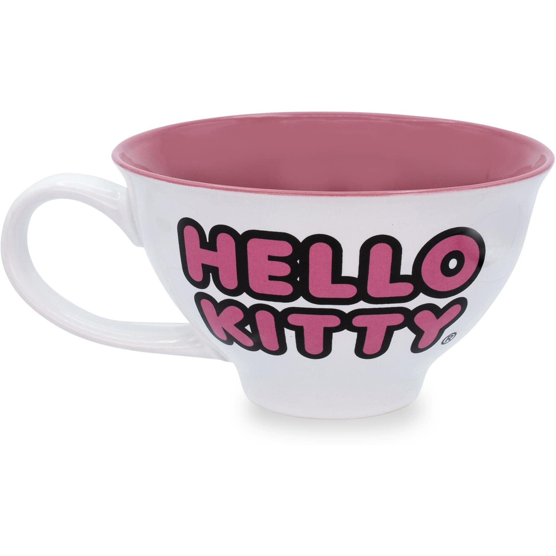 Silver Buffalo Sanrio Hello Kitty Ceramic Teacup And Saucer Set | Tea Party Gift Set For Coffee, Espresso - 12 Ounce