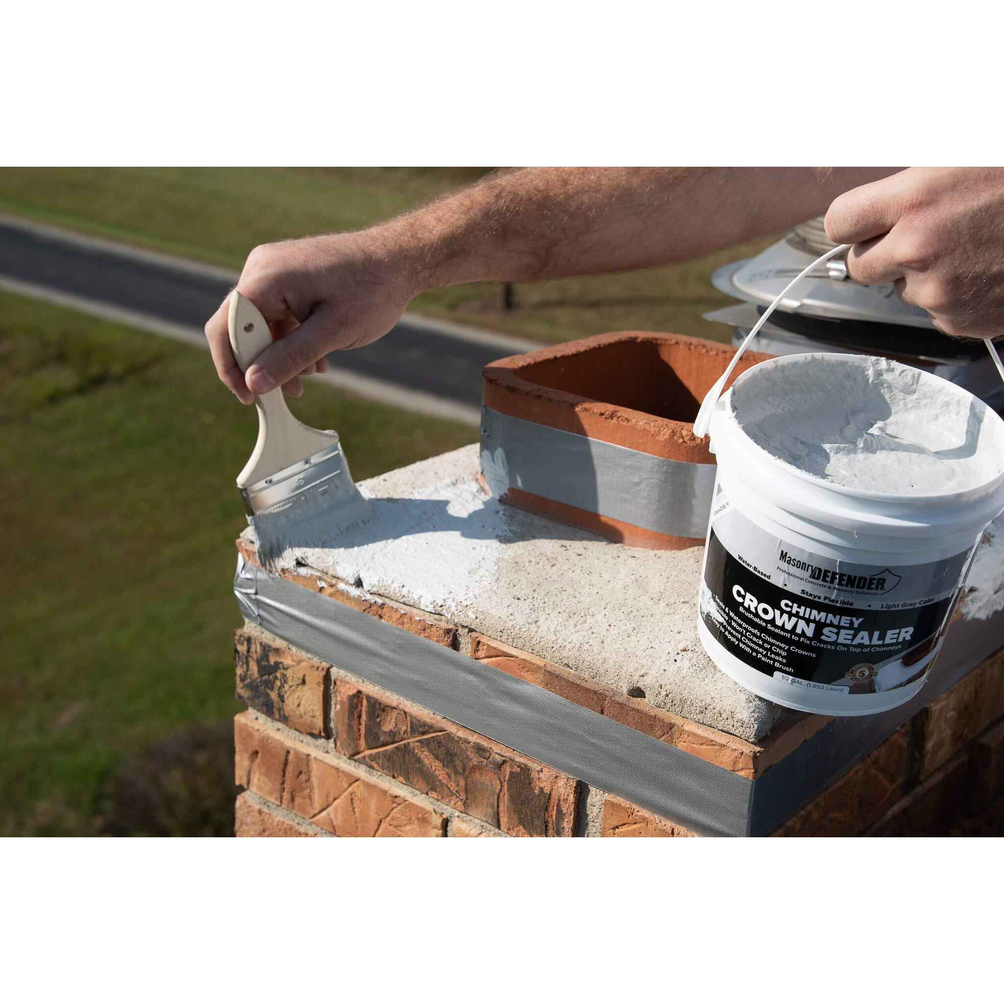 Masonrydefender Chimney Crown Sealer - Brushable Sealant Fixes Cracked Chimney Tops & Prevents Chimney Leaks