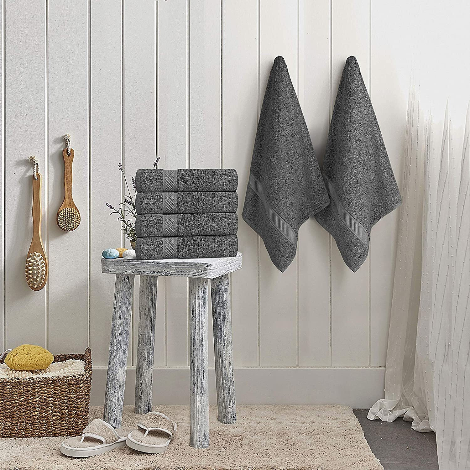 Simpli-Magic 79403 Bath Towels, Gray, 24X46 Inches Towels For Pool, Spa, And Gym Lightweight And Highly Absorbent Quick Drying Towels