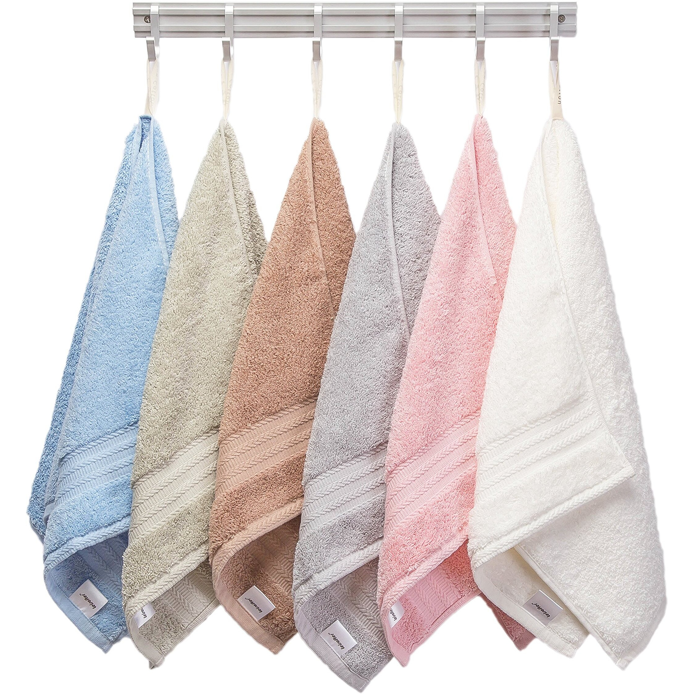 Leisofter Ultra Thick, Soft & Absorbent Cotton Hand Towels For Bathroom(Pink, 2-Pack, 14"" X 29"") - Multipurpose Towels For Bath, Gym And Spa With Hanging Loop