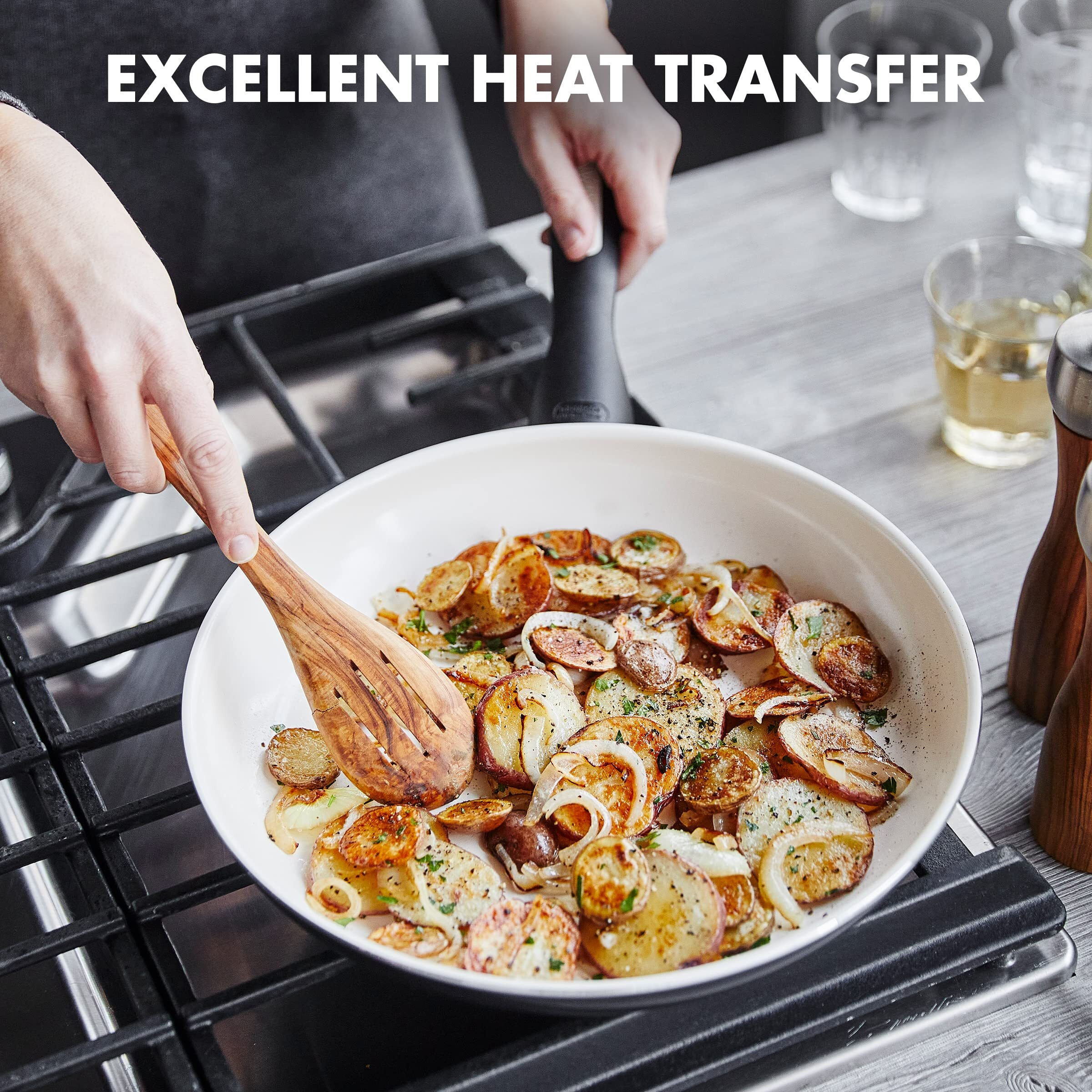 Greenpan Rio 8"" And 10"" Frying Pan Skillet Set, Pfoa And Pfas-Free, Healthy Ceramic Nonstick Cookware, Stay-Cool Bakelite Handles, Dishwasher Safe, Easy Clean, Durable Performance, Black
