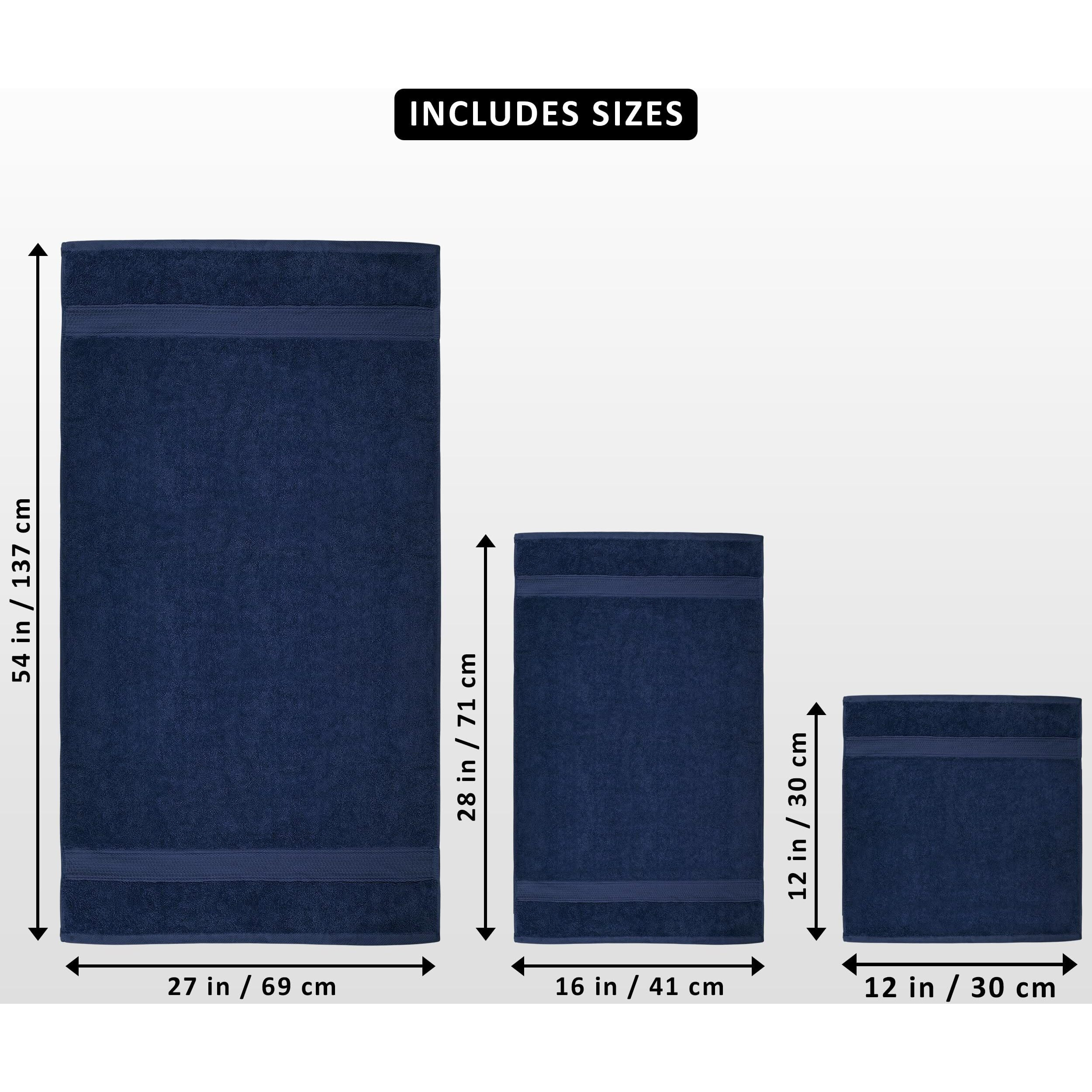 Utopia Towels 8-Piece Premium Towel Set, 2 Bath Towels, 2 Hand Towels, And 4 Wash Cloths, 600 Gsm 100% Ring Spun Cotton Highly Absorbent Towels For Bathroom, Gym, Hotel, And Spa (Navy Blue)