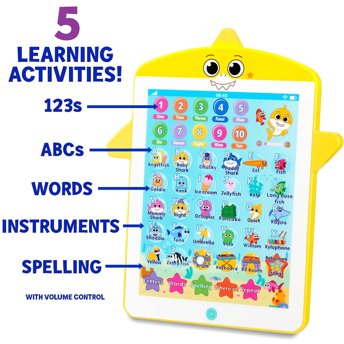Wowwee Baby Shark's Big Show Kids Tablet - Interactive Educational Toys - Toddler Tablet Makes Learning Fun (Full Size), Multicolor