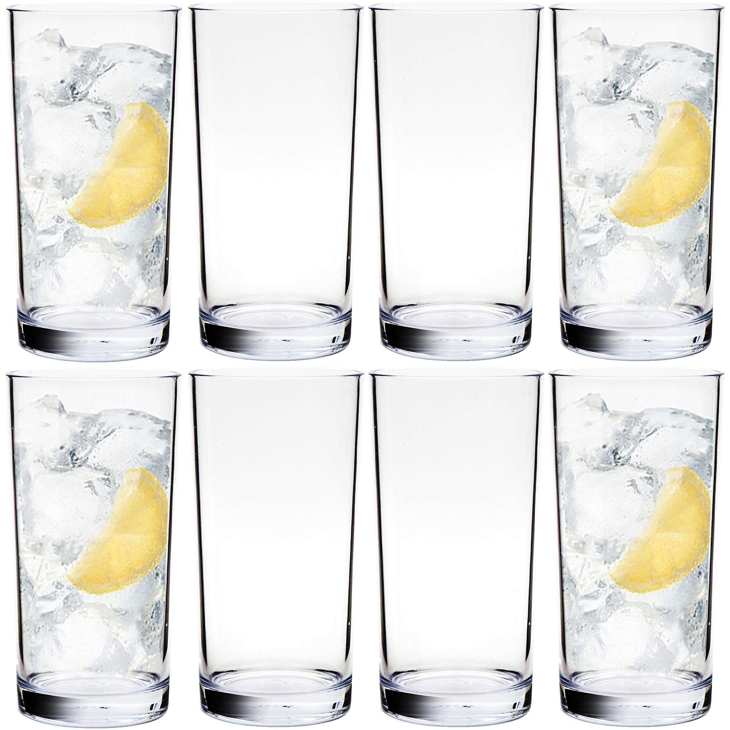 Youngever 8 Pack Plastic Water Tumbler, Plastic Glasses, Reusable Plastic Cups, Unbreakable Glasses, Reusable | No Bpa | Top-Rack Dishwasher Safe (16 Ounce)