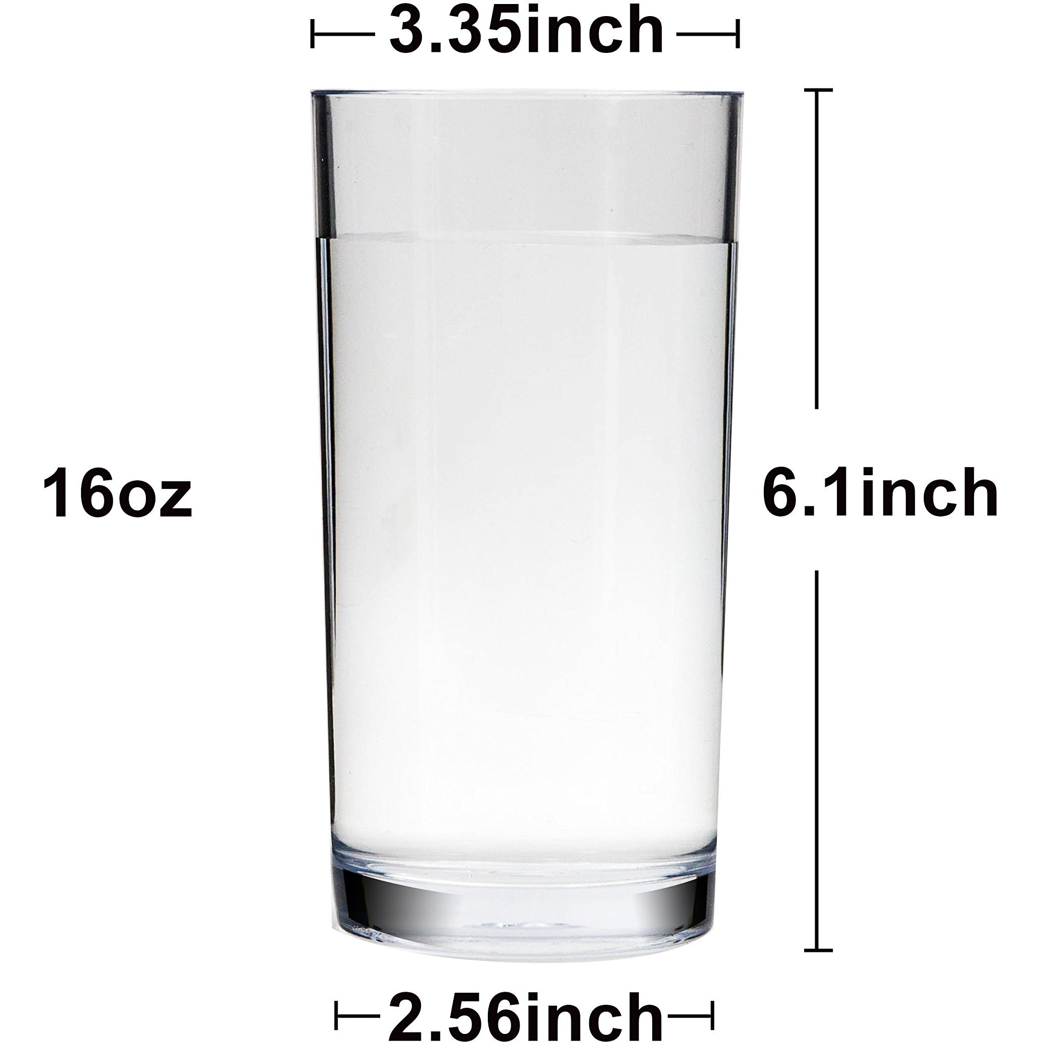 Youngever 8 Pack Plastic Water Tumbler, Plastic Glasses, Reusable Plastic Cups, Unbreakable Glasses, Reusable | No Bpa | Top-Rack Dishwasher Safe (16 Ounce)