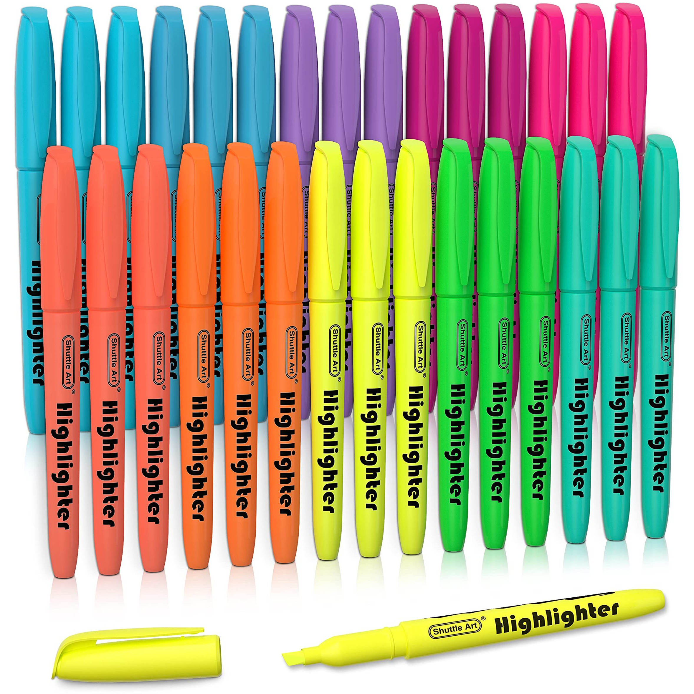 Shuttle Art Highlighters, 30 Pack Highlighters Assorted Colors, 10 Colors Chisel Tip Dry-Quickly Non-Toxic Highlighter Markers For Adults Kids Highlighting In Home School Office
