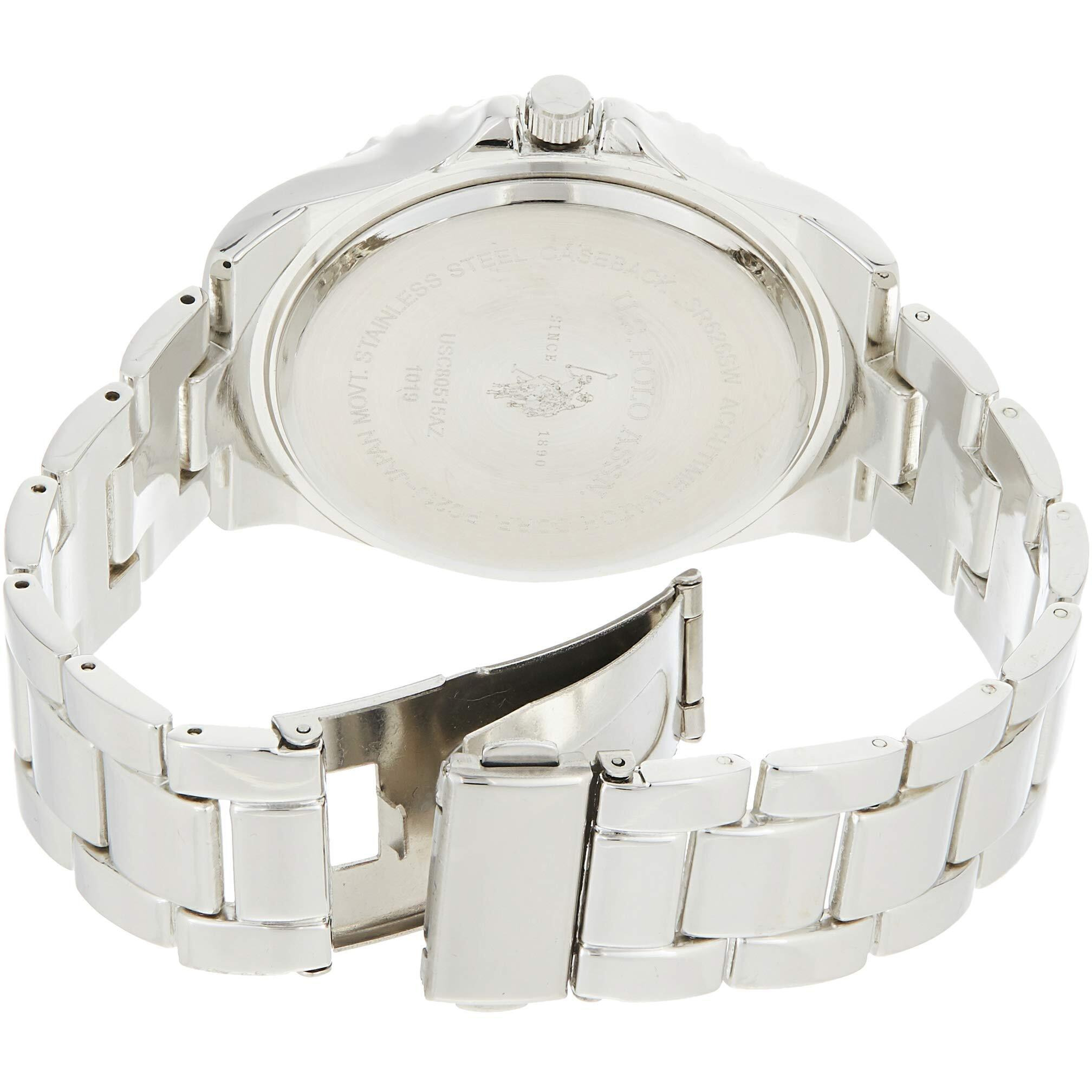 U.S. Polo Assn. Men's Analog Stainless Steel Watch With Black Dial And Rotating Bezel - Sleek Design, Adjustable Band, And Water-Resistant - Fits Wrists 5.5"" To 8""