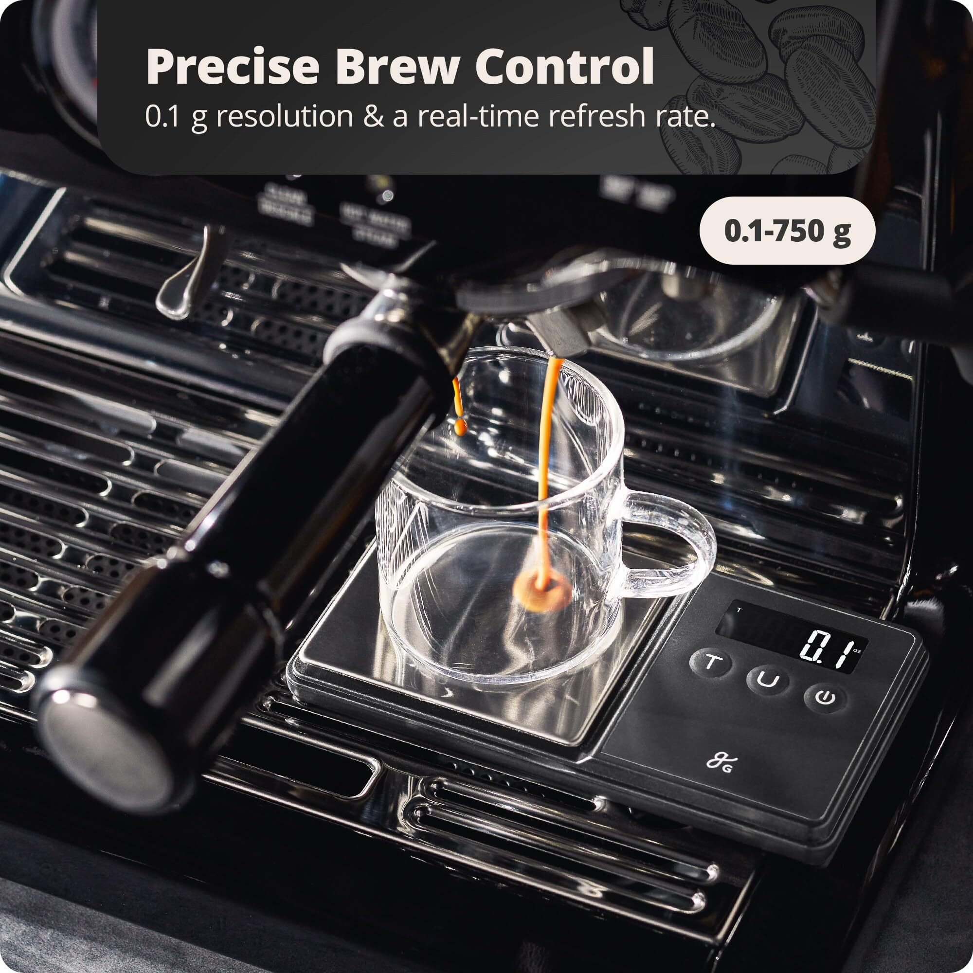 Greater Goods Digital Espresso And Coffee Scale - 750 X 0.1G, Mini Scale With 6 Units Of Measurement