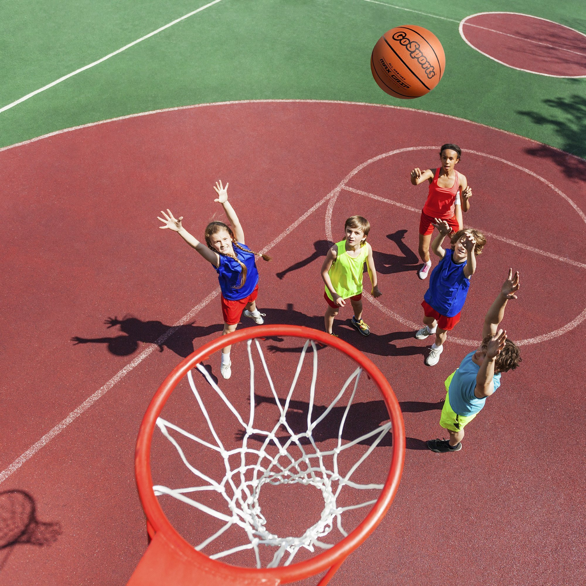 Gosports Indoor / Outdoor Rubber Basketballs - Six Pack Of Size 7 Balls With Pump & Carrying Bag - Choose Your Size