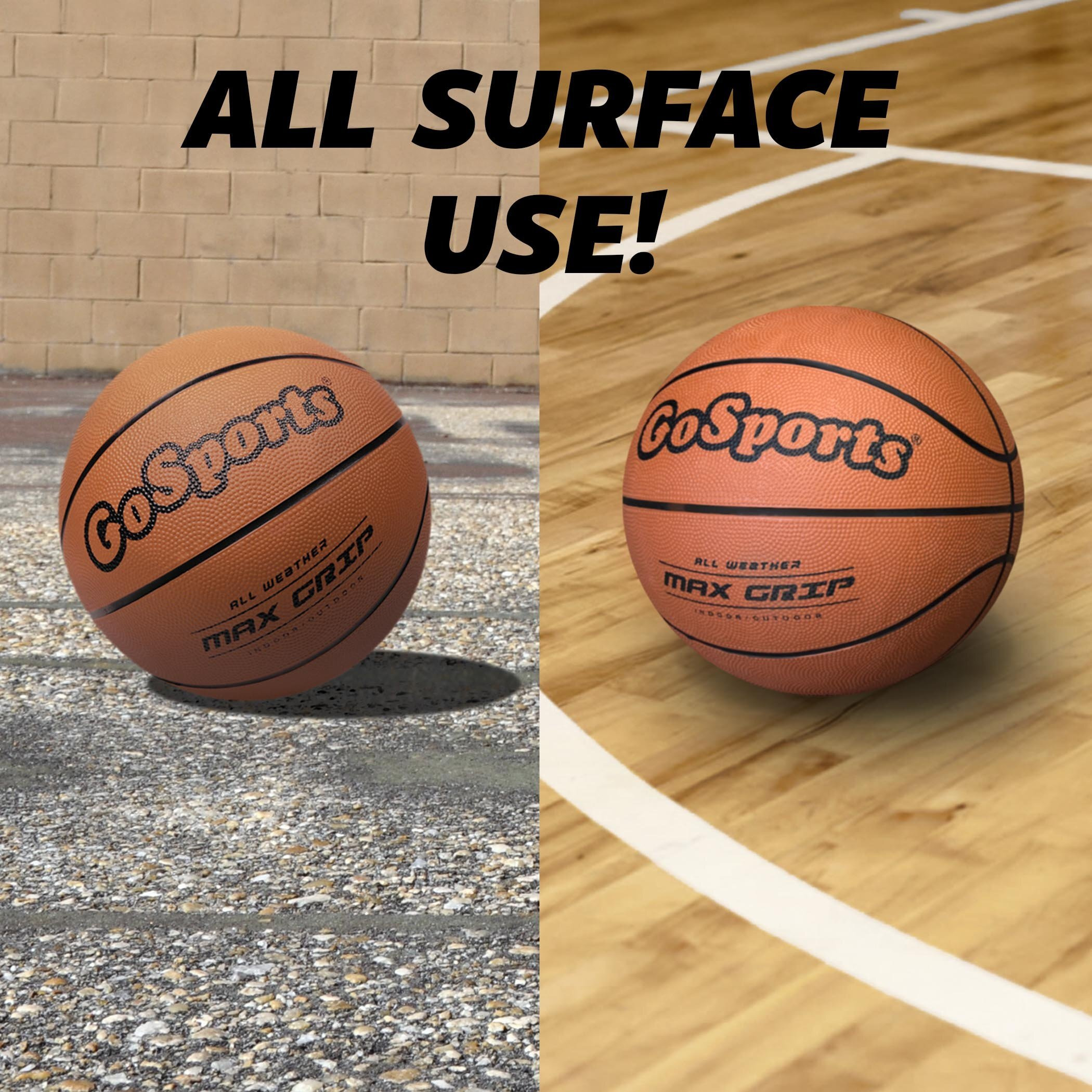 Gosports Indoor / Outdoor Rubber Basketballs - Six Pack Of Size 7 Balls With Pump & Carrying Bag - Choose Your Size