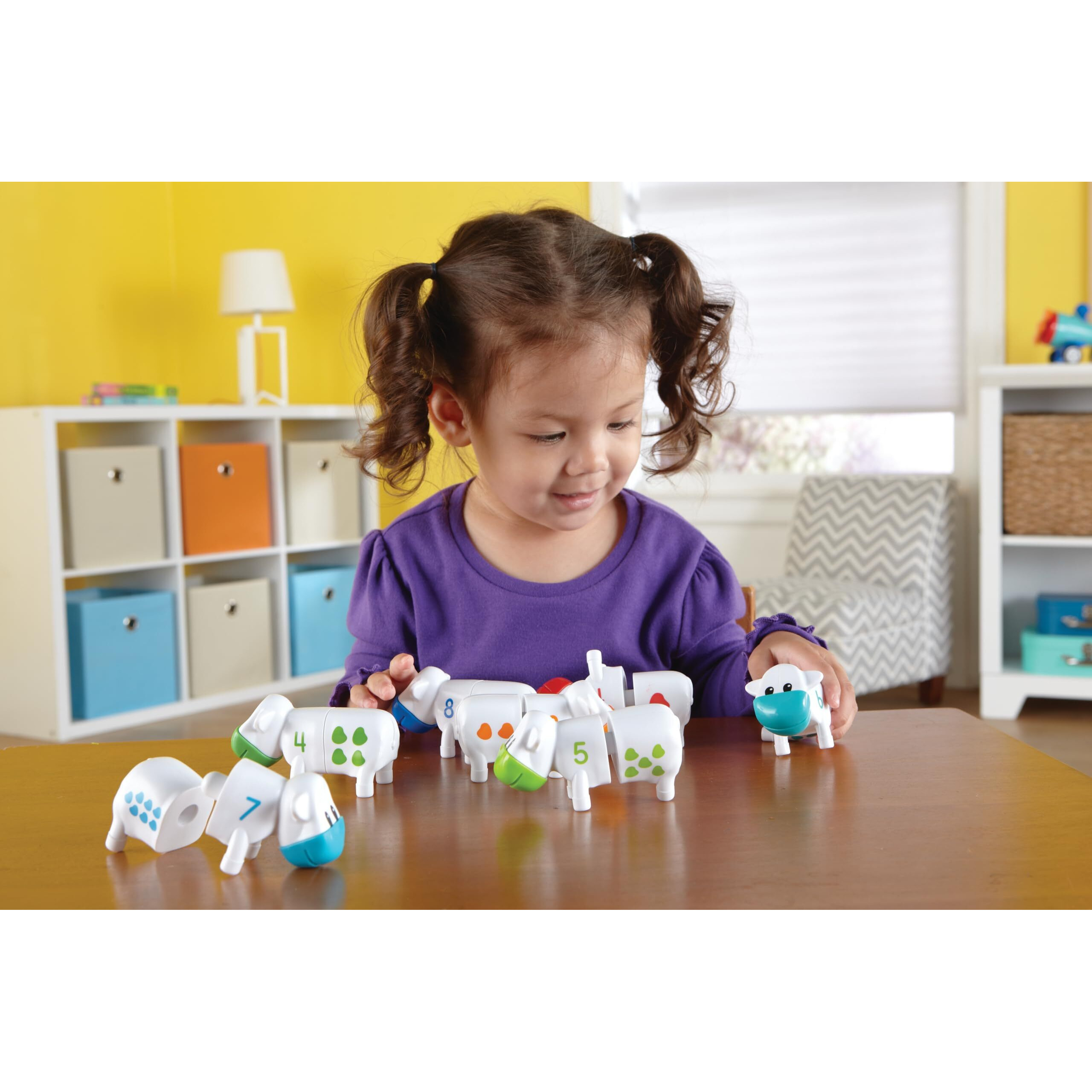 Learning Resources Snap-N-Learn Counting Cows Toy Set,Develops Color Recognition, Counting & Sorting Set, Farm Animals, 20 Pieces, Ages 18+ Months