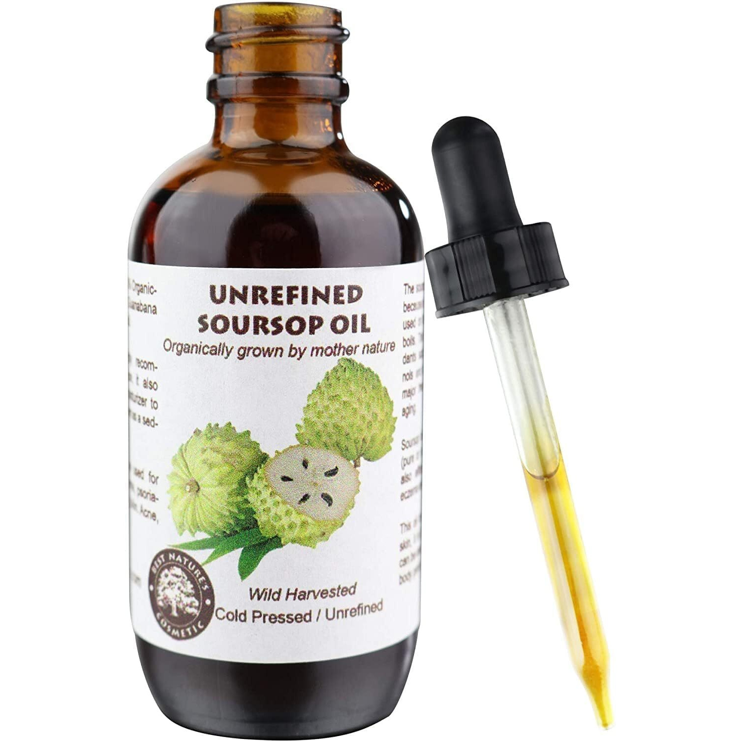 Best Nature's Cosmetics Virgin Soursop Graviola Guanabana Oil (Organic, Cold Pressed, Undiluted, Unrefined) 2Oz / 60 Ml - Natural Moisturizer For Dry And Damaged Skin.