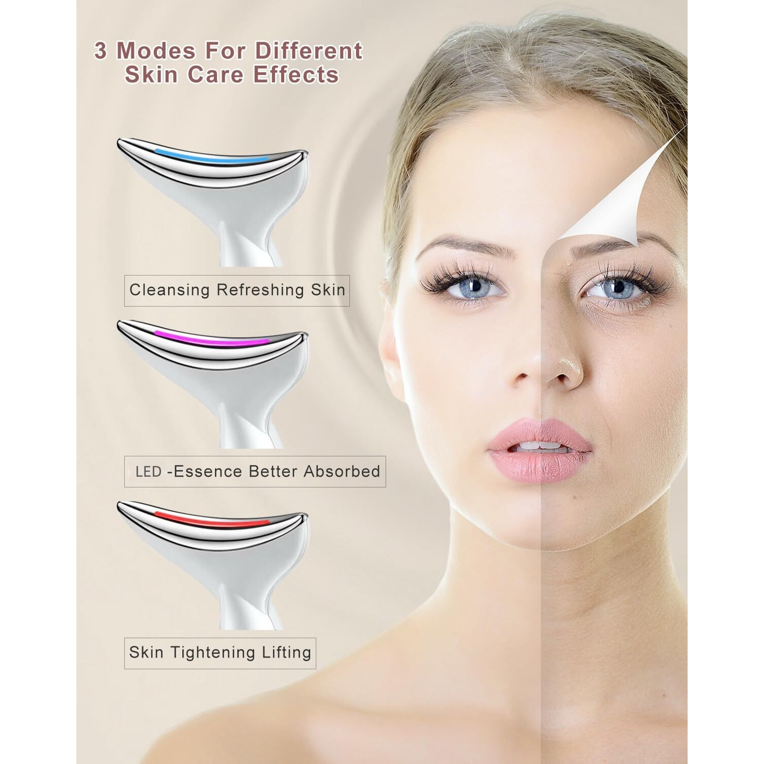 Vofel Face And Neck Massger For Skin Care Electric Face Neck Lifting Massager With 45 Heat & 3 Massage Modes For Wrinkles Facial Neck Massager (White)