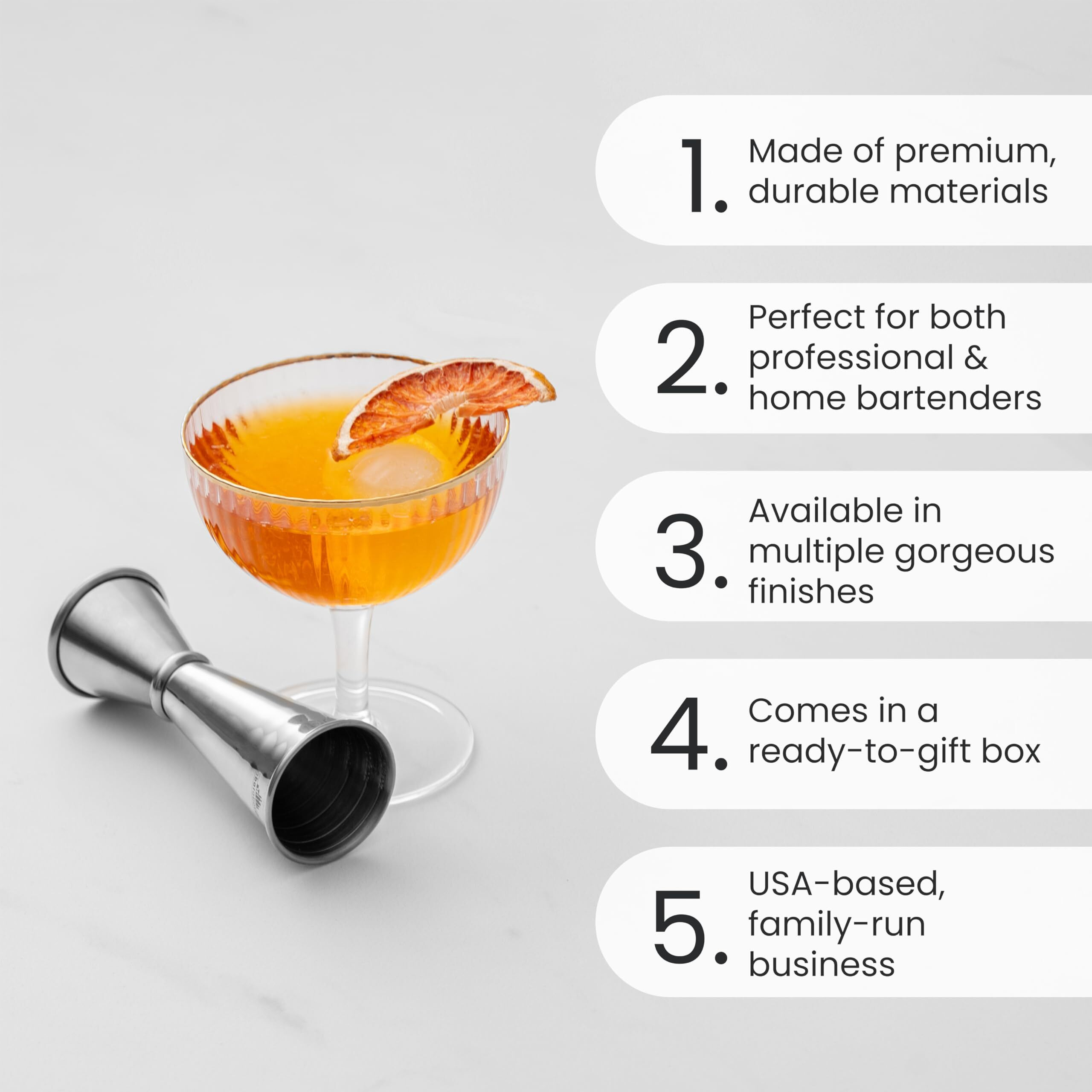 A Bar Above Premium Japanese Jigger, With 8 Measurements Inside, Professional And Heavy Duty, 304 Stainless Steel Cocktail Double Jigger For Bartending, 1 Pack, Stainless Steel
