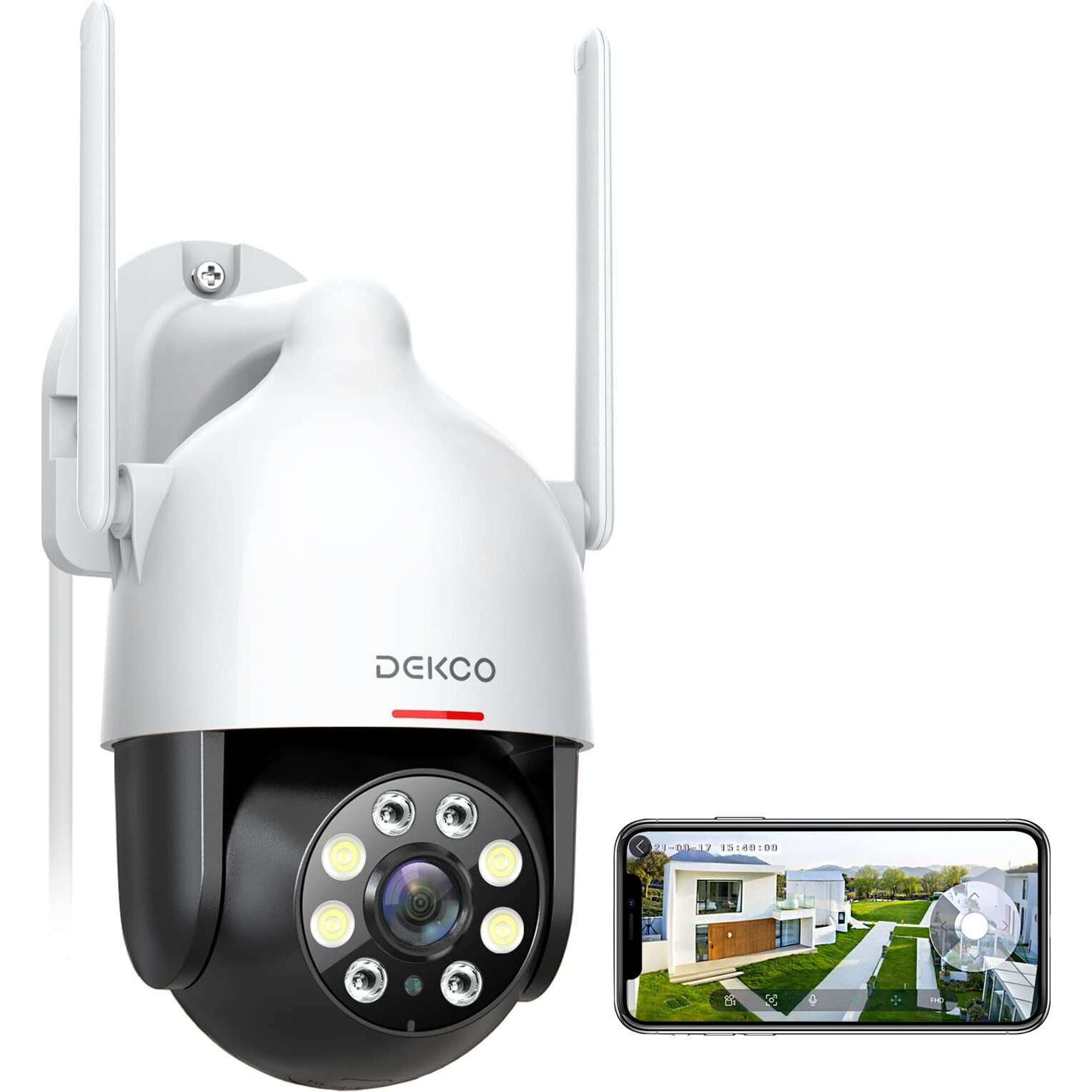 Dekco 2K Wifi Surveillance Security Camera Outdoor/Home/Dome, Pan-Tilt 360 View, 3Mp, Motion Detection And Siren, 2-Way Audio,Full Color Night Vision, Waterproo