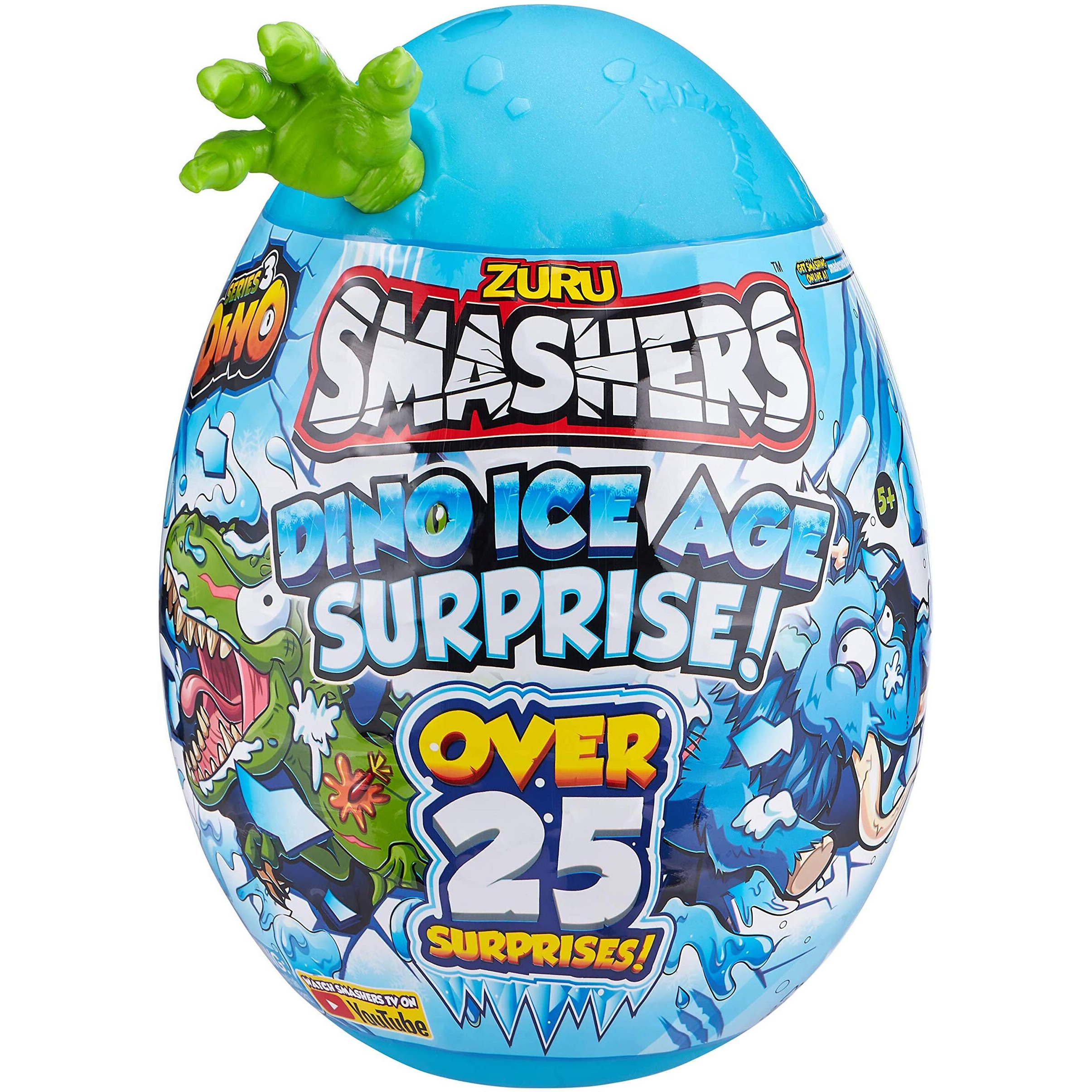 Smashers Dino Ice Age Mammoth Series 3 By Zuru Surprise Egg With Over 25 Surprises - Slime, Dinosaur Toy, Collectibles, Toys For Boys And Kids, Blue
