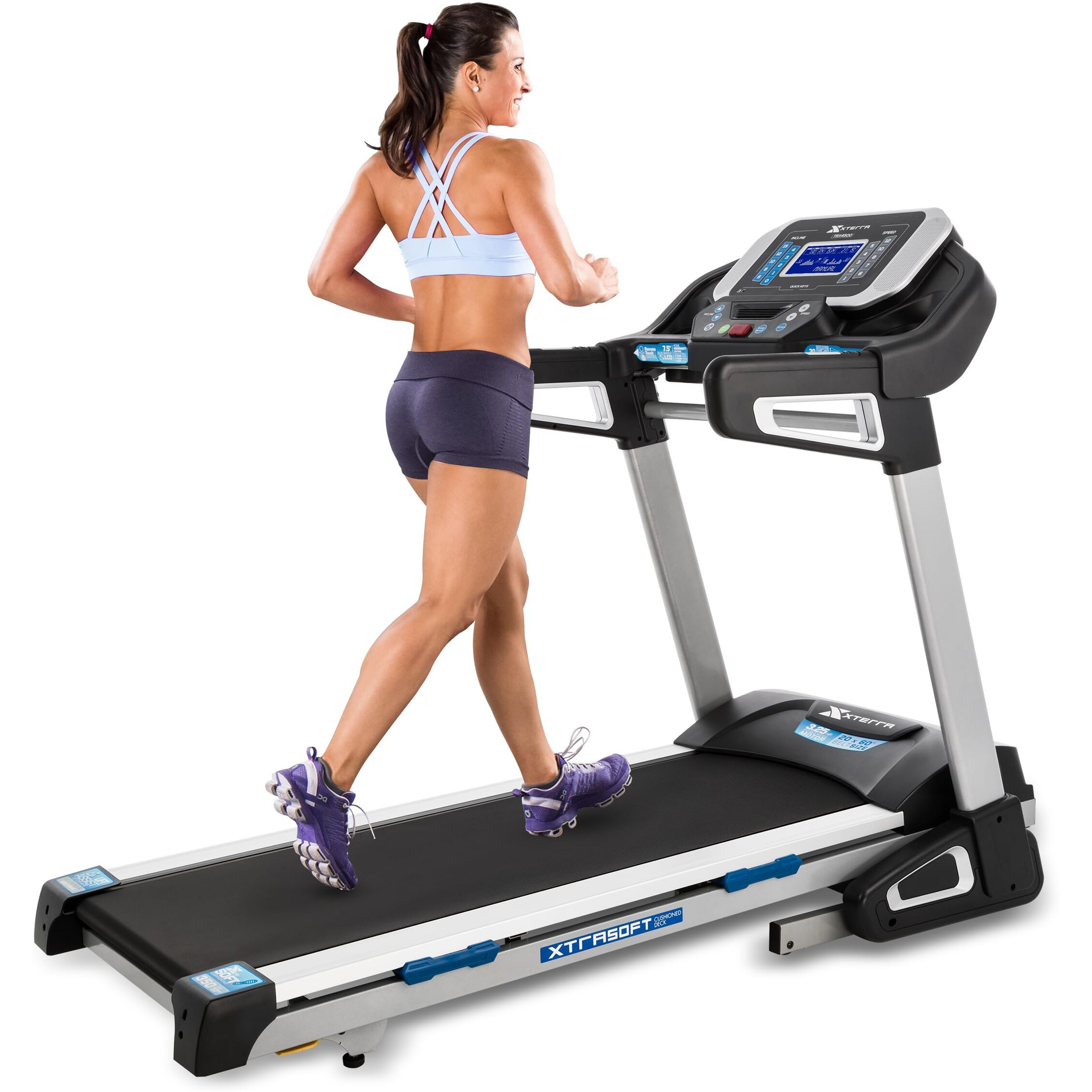 Xterra Fitness Trx4500 Premium Performance Series Folding Treadmill, Large Xtrasoft Cushioned Running Deck, Lcd Display, Handlebar Speed And Incline Controls, Variety Of Programs, Ftms Bluetooth