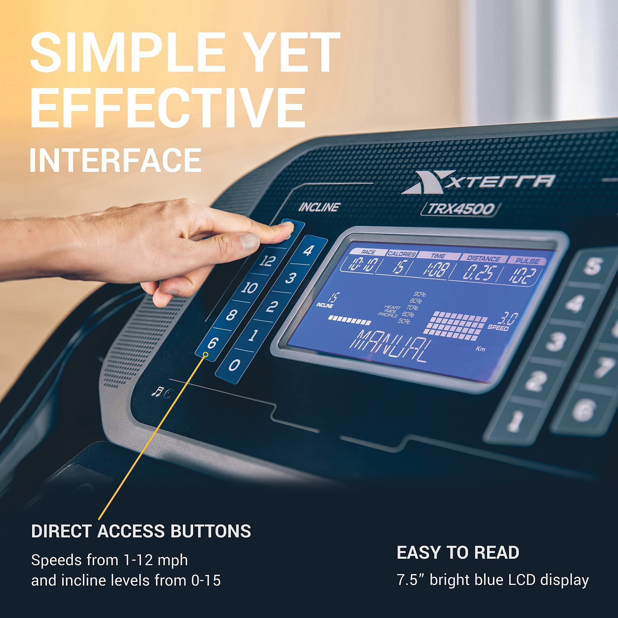 Xterra Fitness Trx4500 Premium Performance Series Folding Treadmill, Large Xtrasoft Cushioned Running Deck, Lcd Display, Handlebar Speed And Incline Controls, Variety Of Programs, Ftms Bluetooth