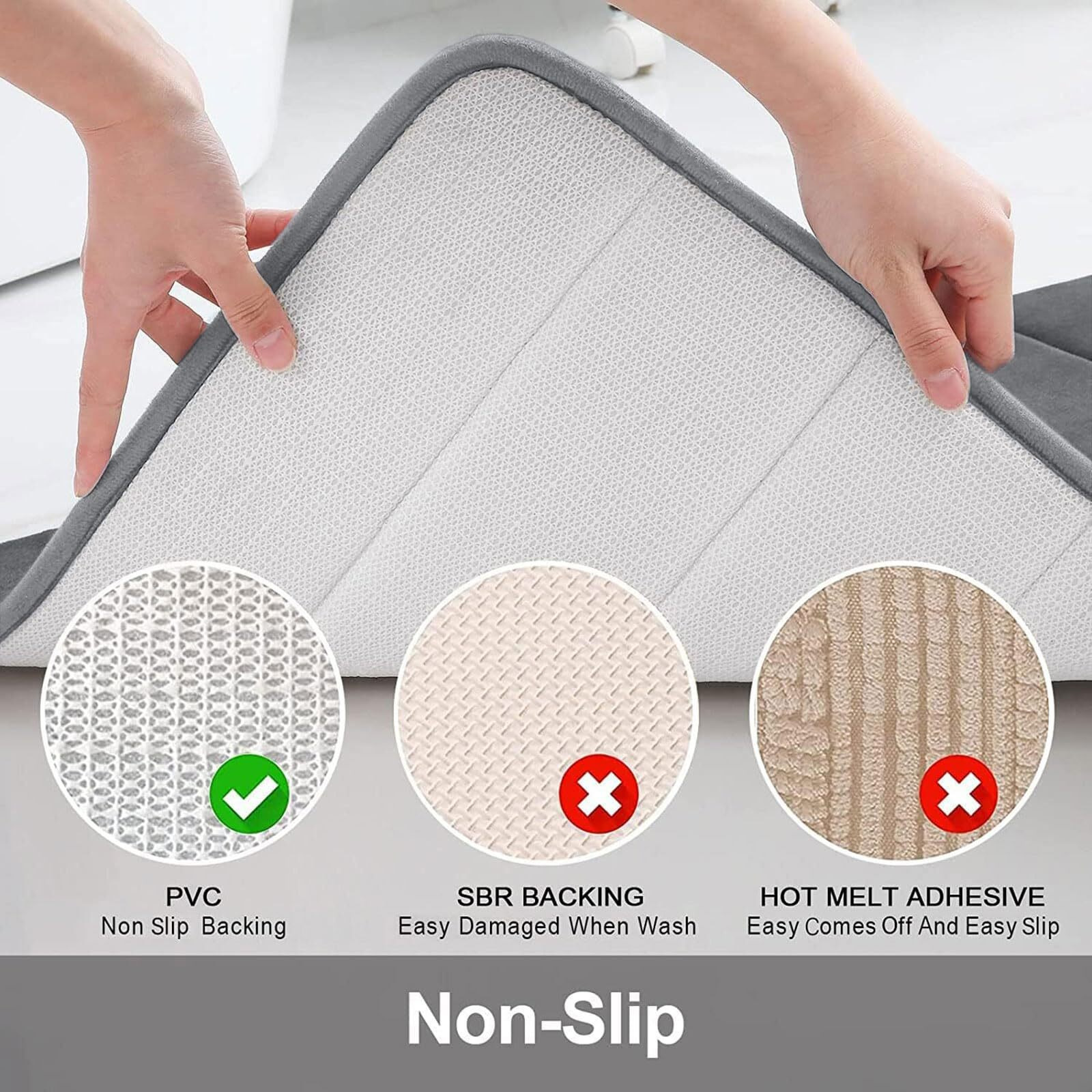 Buganda Memory Foam Bath Mat, 47"" X 17"", Ultra Soft And Non-Slip Bathroom Rugs, Water Absorbent And Machine Washable Bath Rug Runner For Bathroom, Shower, And Tub, Grey
