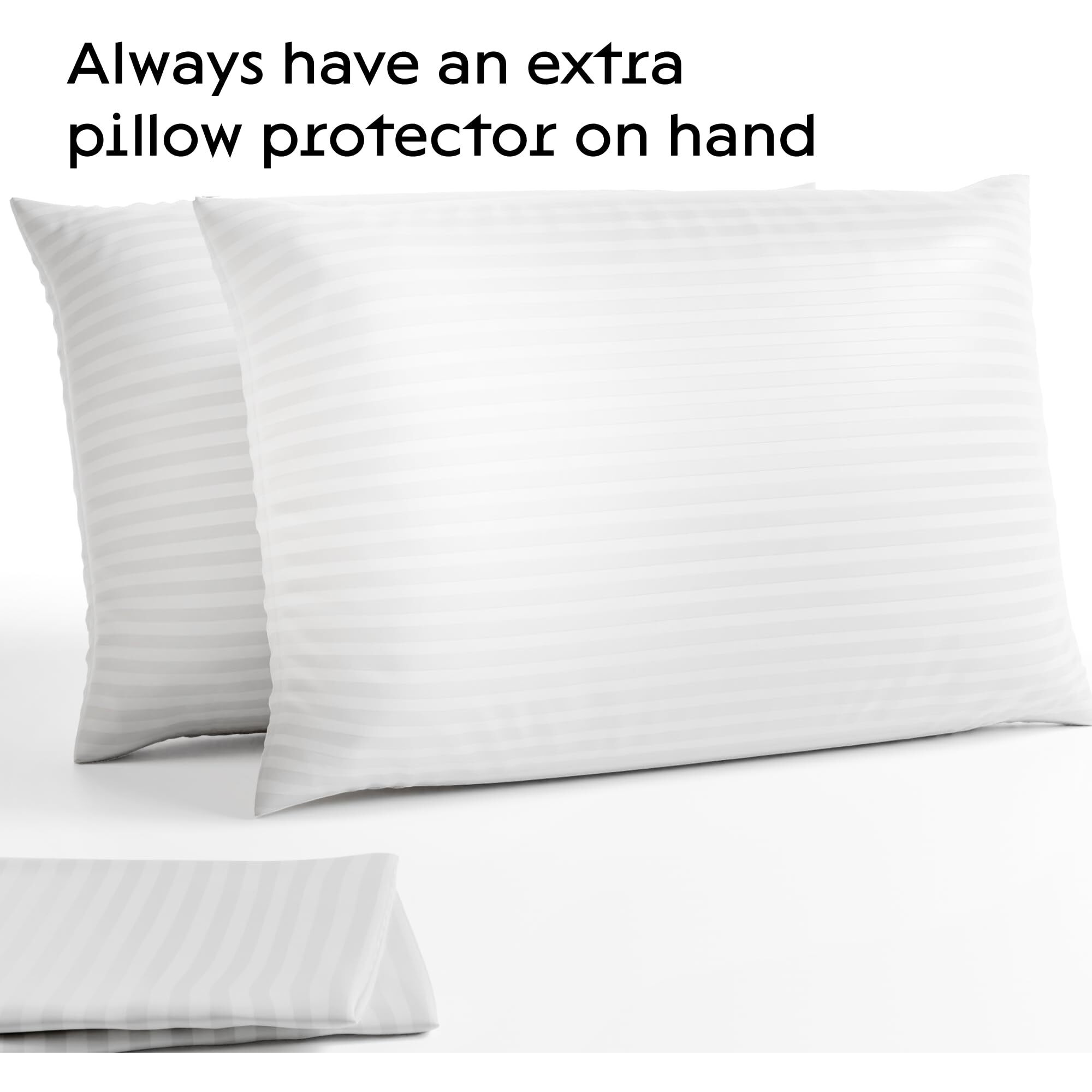 Set Of 4 Pillow Protectors With Zipper Standard Size - 100% Resistant To Stains, Dust & Dirt - Washable Covers For Increased Pillow Lifespan