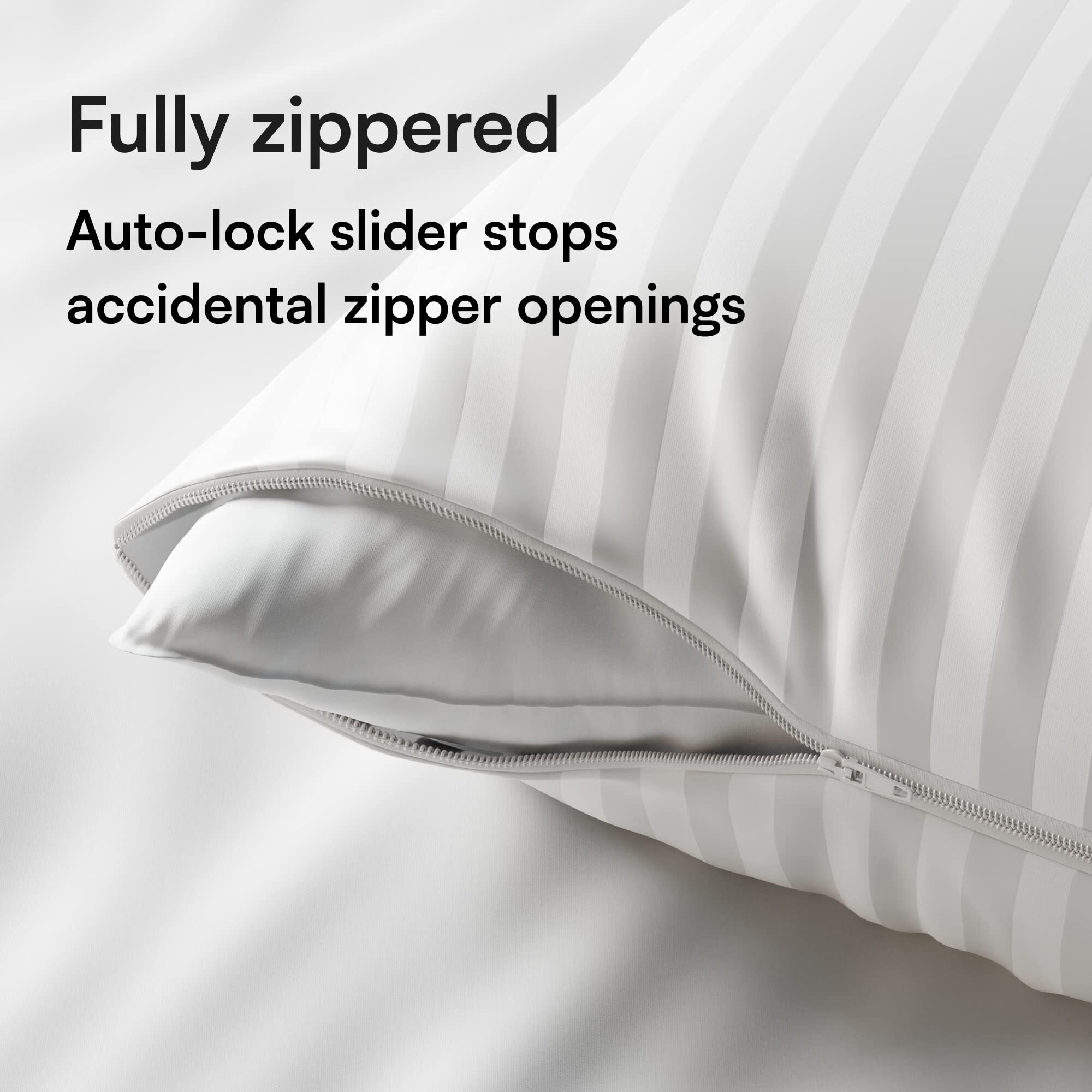 Set Of 4 Pillow Protectors With Zipper Standard Size - 100% Resistant To Stains, Dust & Dirt - Washable Covers For Increased Pillow Lifespan