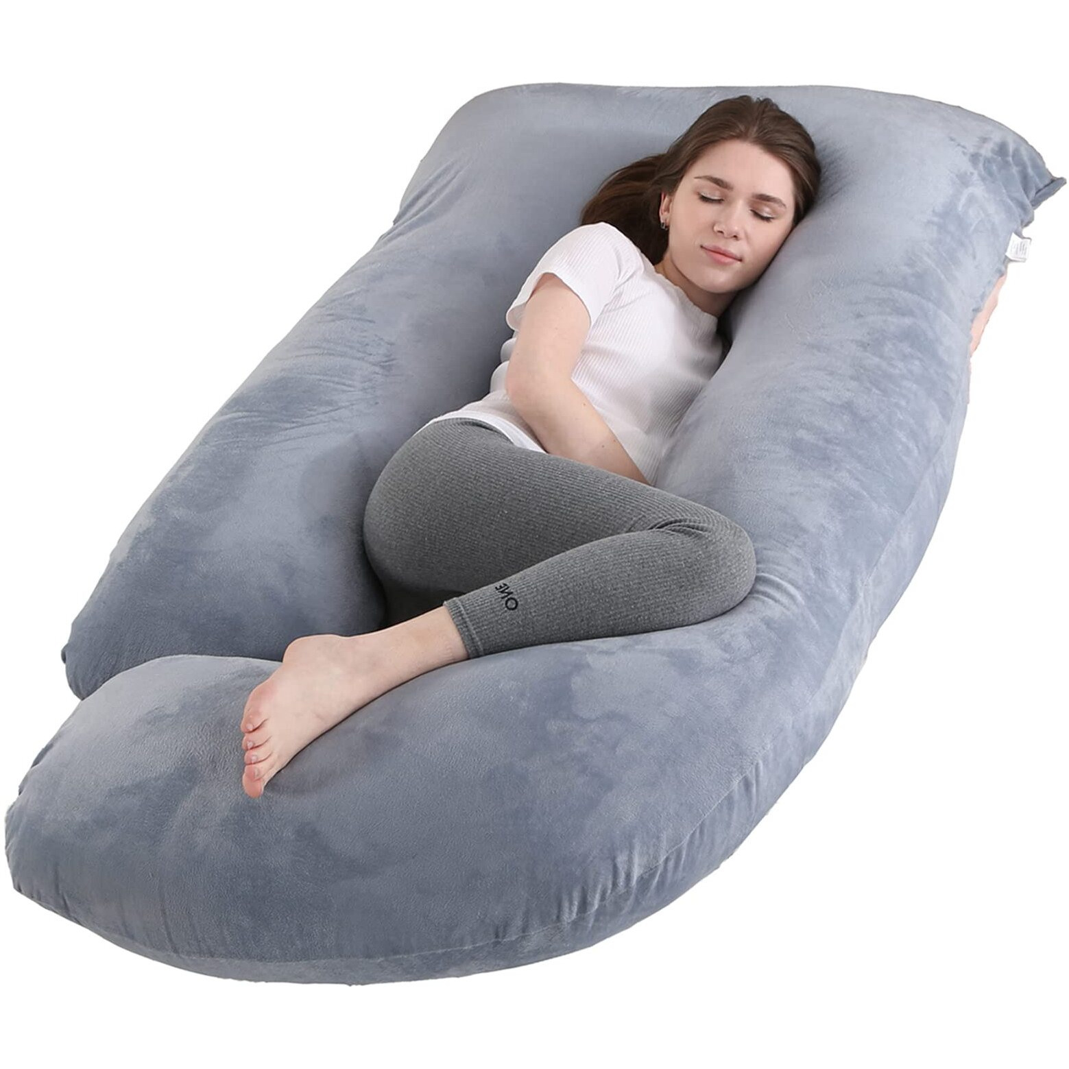 Jcickt Pregnancy Pillow J Shaped Full Body Pillow With Velvet Cover Grey Maternity Pillow For Pregnant Women,57 Inch Full Body Pillows