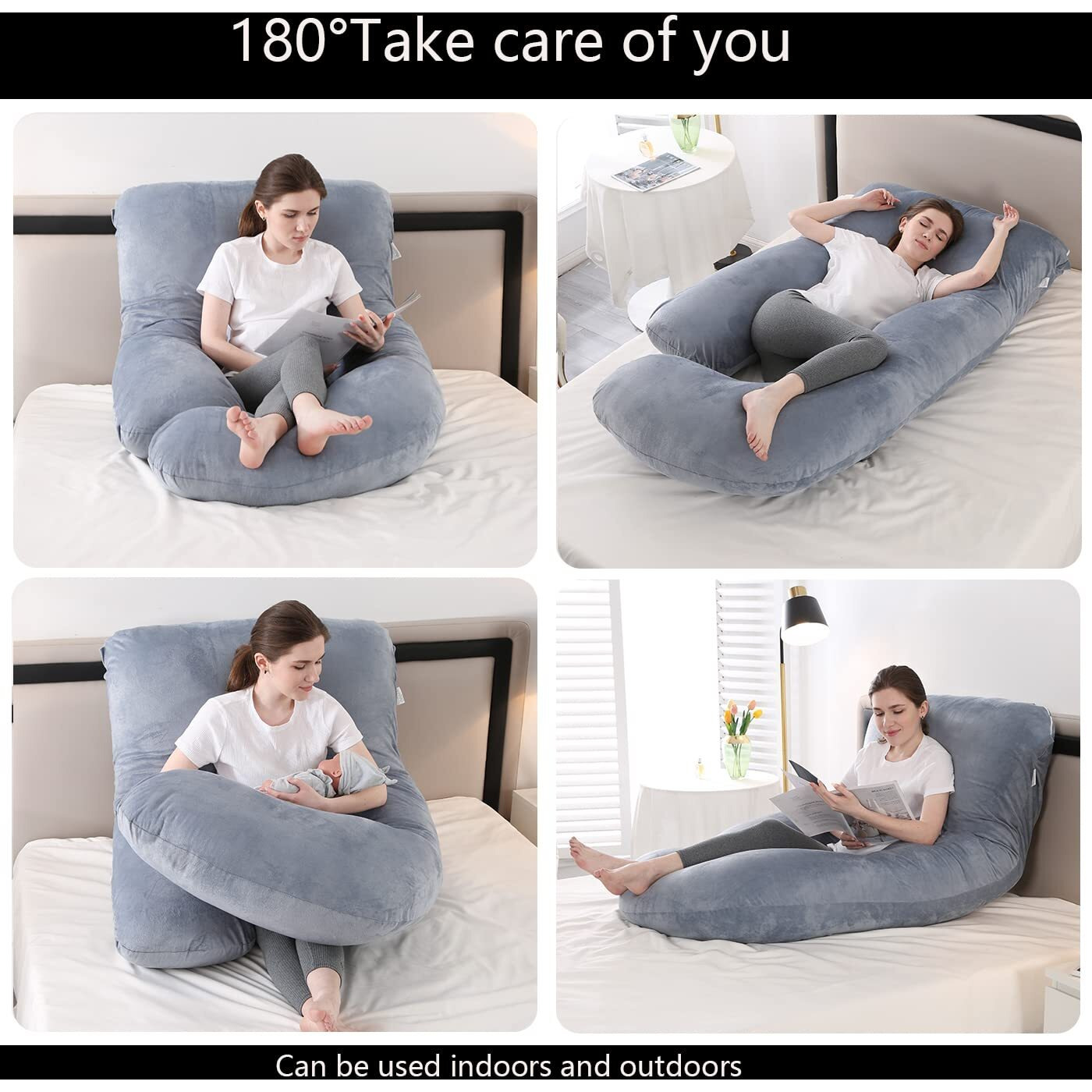 Jcickt Pregnancy Pillow J Shaped Full Body Pillow With Velvet Cover Grey Maternity Pillow For Pregnant Women,57 Inch Full Body Pillows