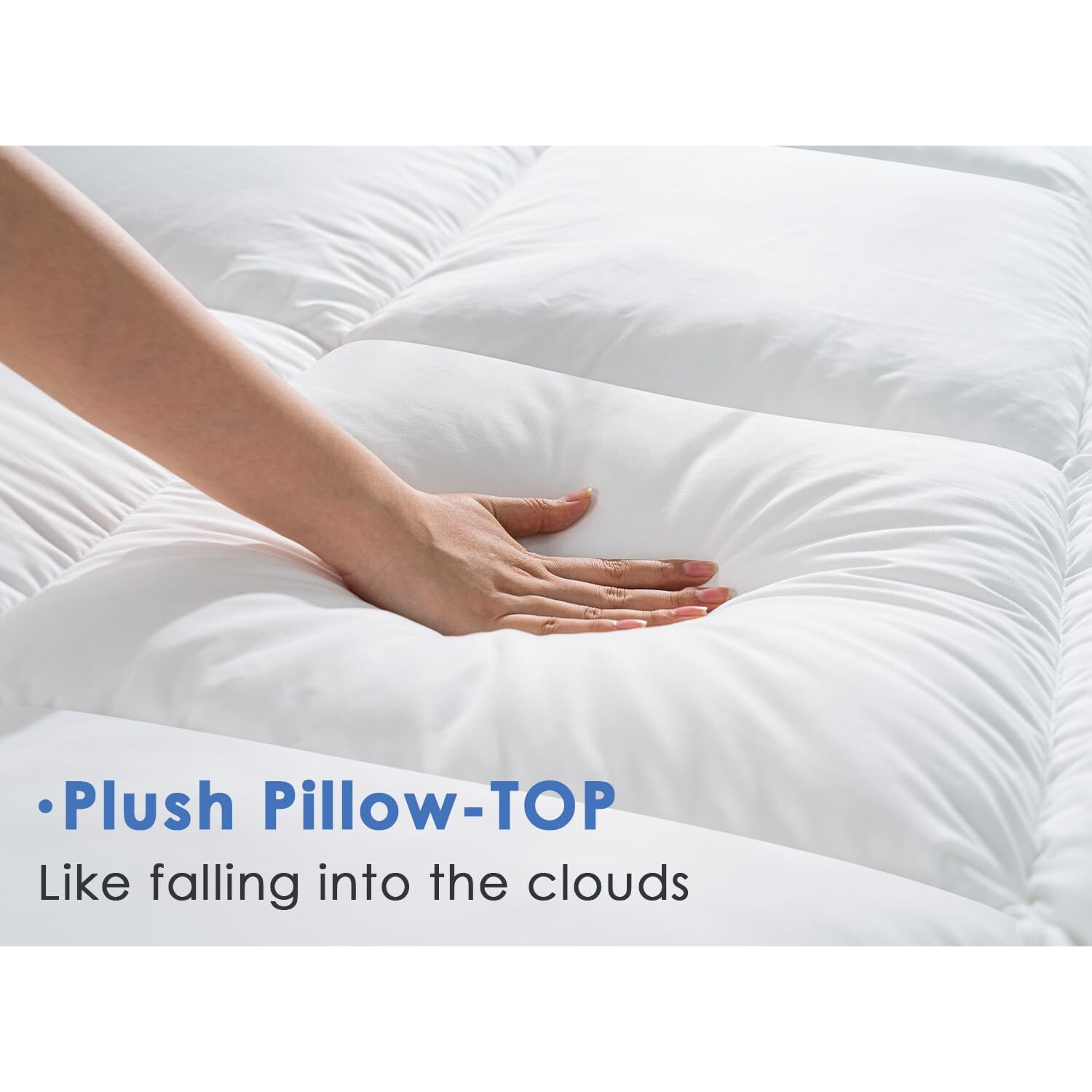 Marine Moon Mattress Topper King, Cooling Plush Pillow Top, Extra Thick Hotel Quality Down Alternative Filled, Softest Fluffy Mattress Toppers For Back Pain