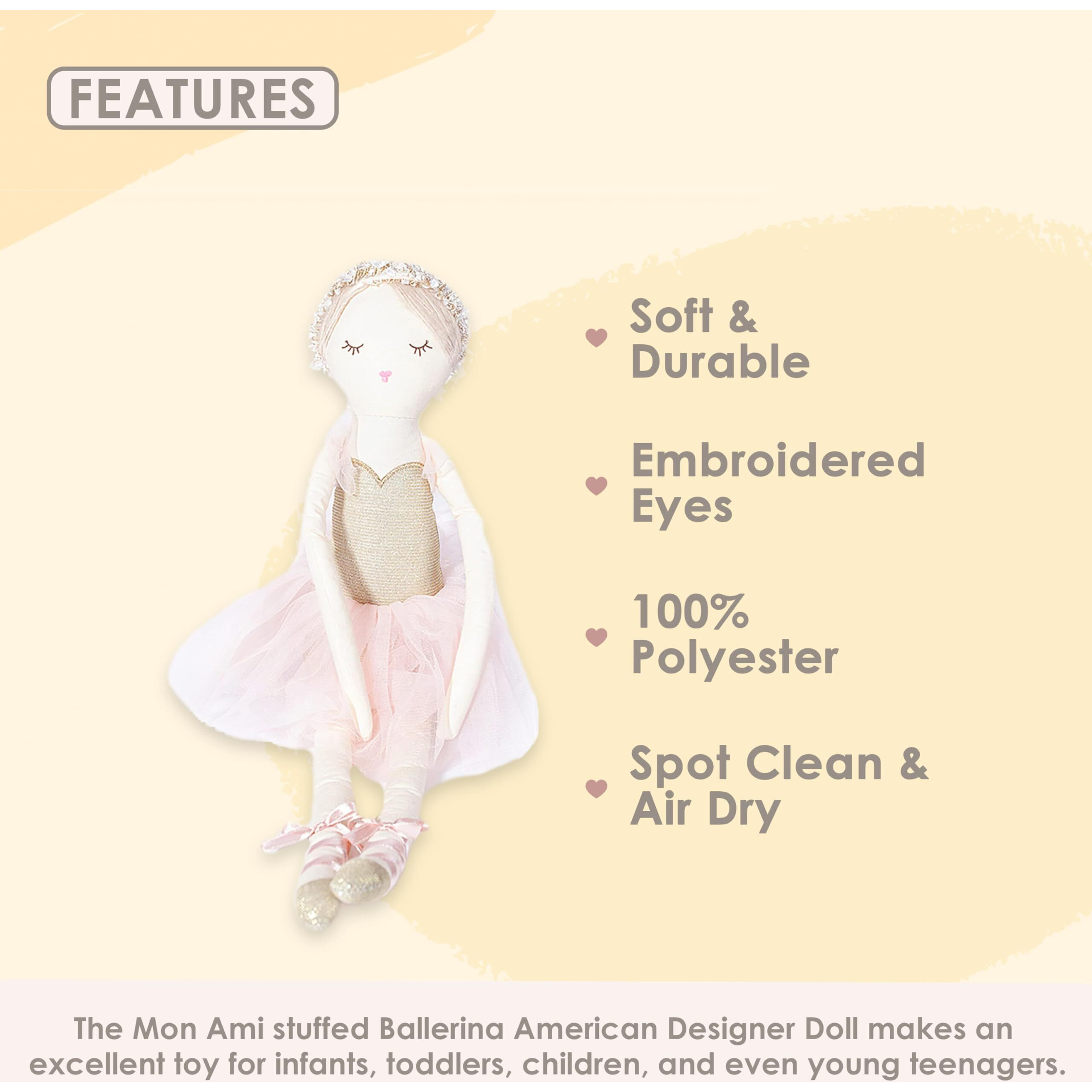 Mon Ami Ballerina Stuffed Doll - 22   , Plush Ballerina Doll For Girls, Use As Toy Or Room Decor, Great Gift For Kids Of All Ages