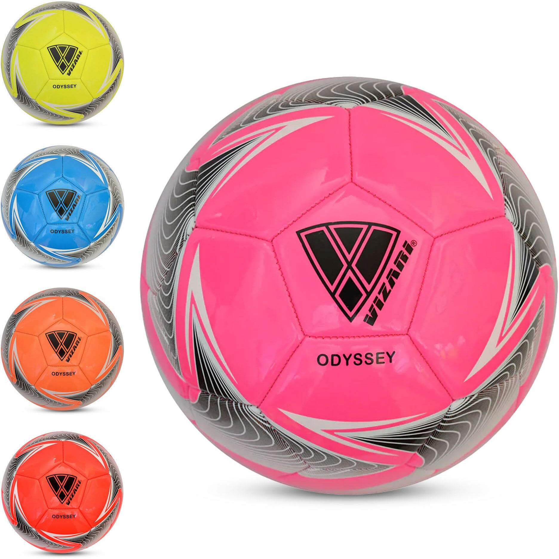 Vizari Soccer Ball For Kids & Youth - Durable Synthetic Leather & Thread-Wound Rubber Bladder - Vibrant Eye-Catching Design Perfect For Outdoor Play & Football Trainings