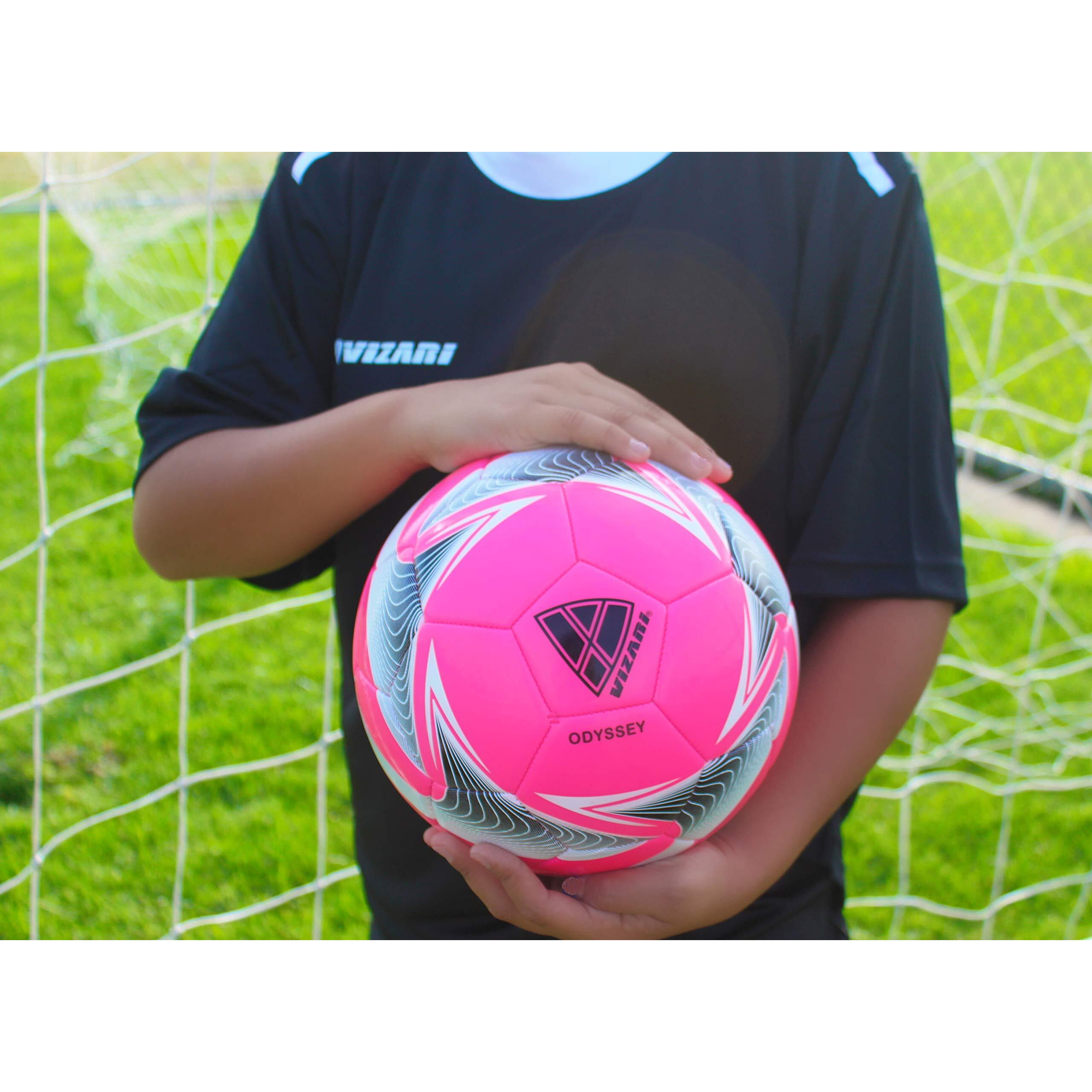 Vizari Soccer Ball For Kids & Youth - Durable Synthetic Leather & Thread-Wound Rubber Bladder - Vibrant Eye-Catching Design Perfect For Outdoor Play & Football Trainings