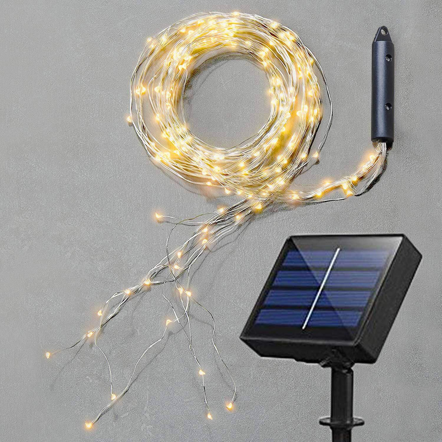 Soltuus Solar Fairy String Lights Outside, Multi Strand 180 Leds Watering Can Light For Outdoor, Waterproof Solar Powered Waterfall Lights, Firefly Bunch Lights For Garden Decor, Warm White