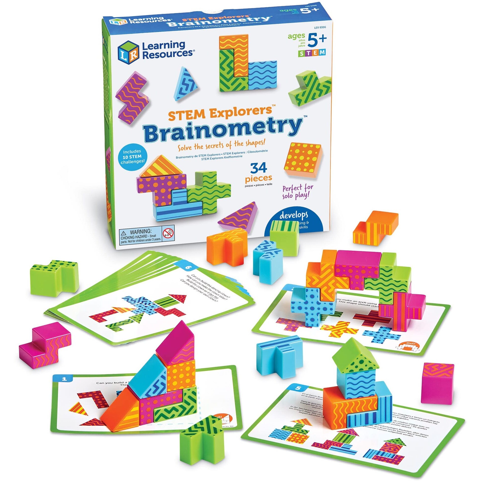 Learning Resources Stem Explorers Brainometry - 34 Pieces, Ages 5+ Stem Toys For Kids, Brain Teaser Toys And Games, Kindergarten Games,Back To School