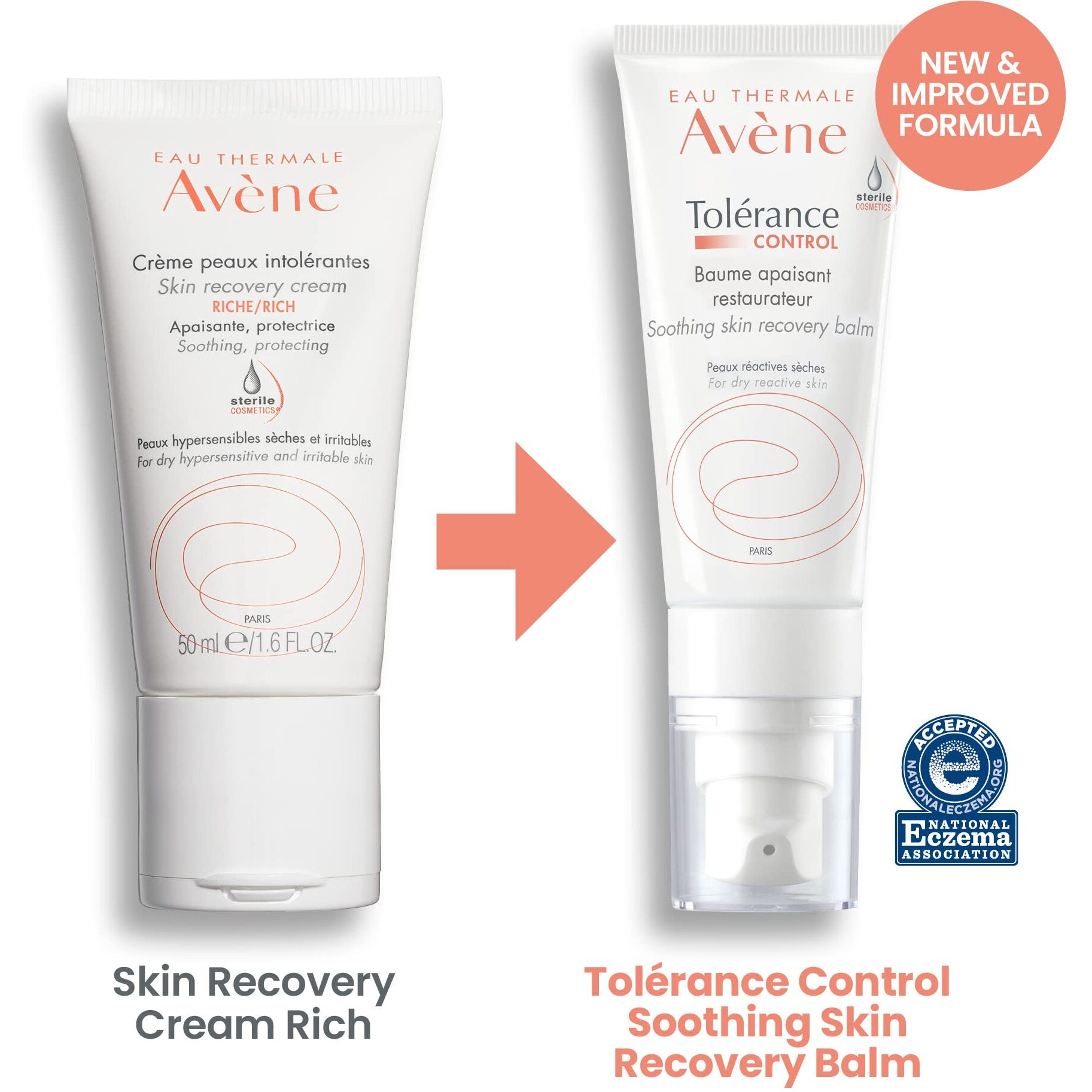 Avene Tolerance Control Soothing Skin Recovery Balm, For Hypersensitive,Dry Skin, Tube With Sterile Pump, 1.3 Fl Oz