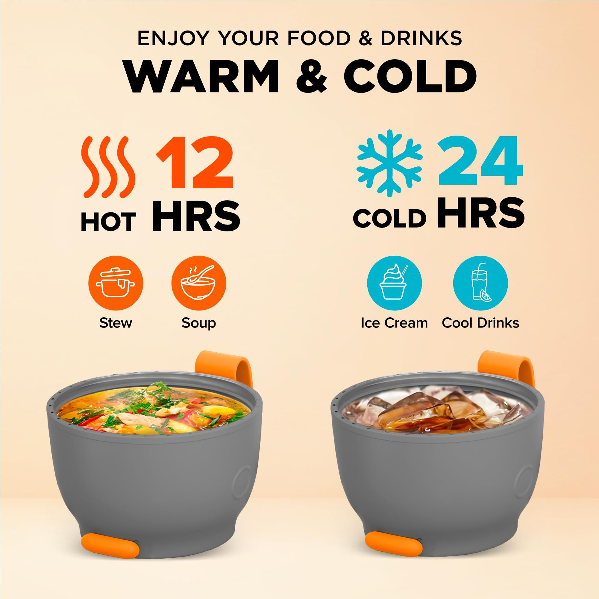 Energify Vacuum Insulated Food Jar Wide Mouth 17 Oz Soup Thermo With Folding Spoon - Thermal Lunch Containers For Kids & Adults - Leak Proof Stainless Steel Thermos For Hot Food Keep 12H And Cold 24H