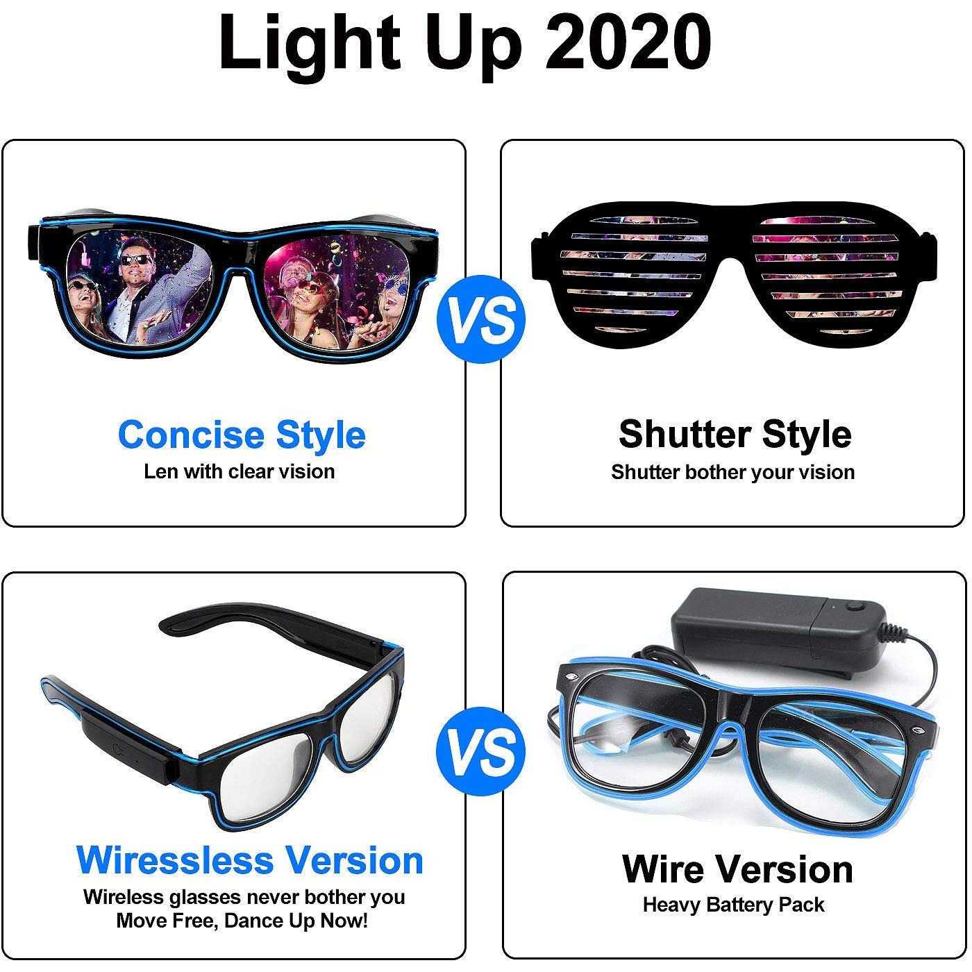 Yourfocus Wireless Led Light Up Glasses Glow In The Dark Neon Rave Glasses For Rave Party, Edm, Halloween, Christmas (Green)
