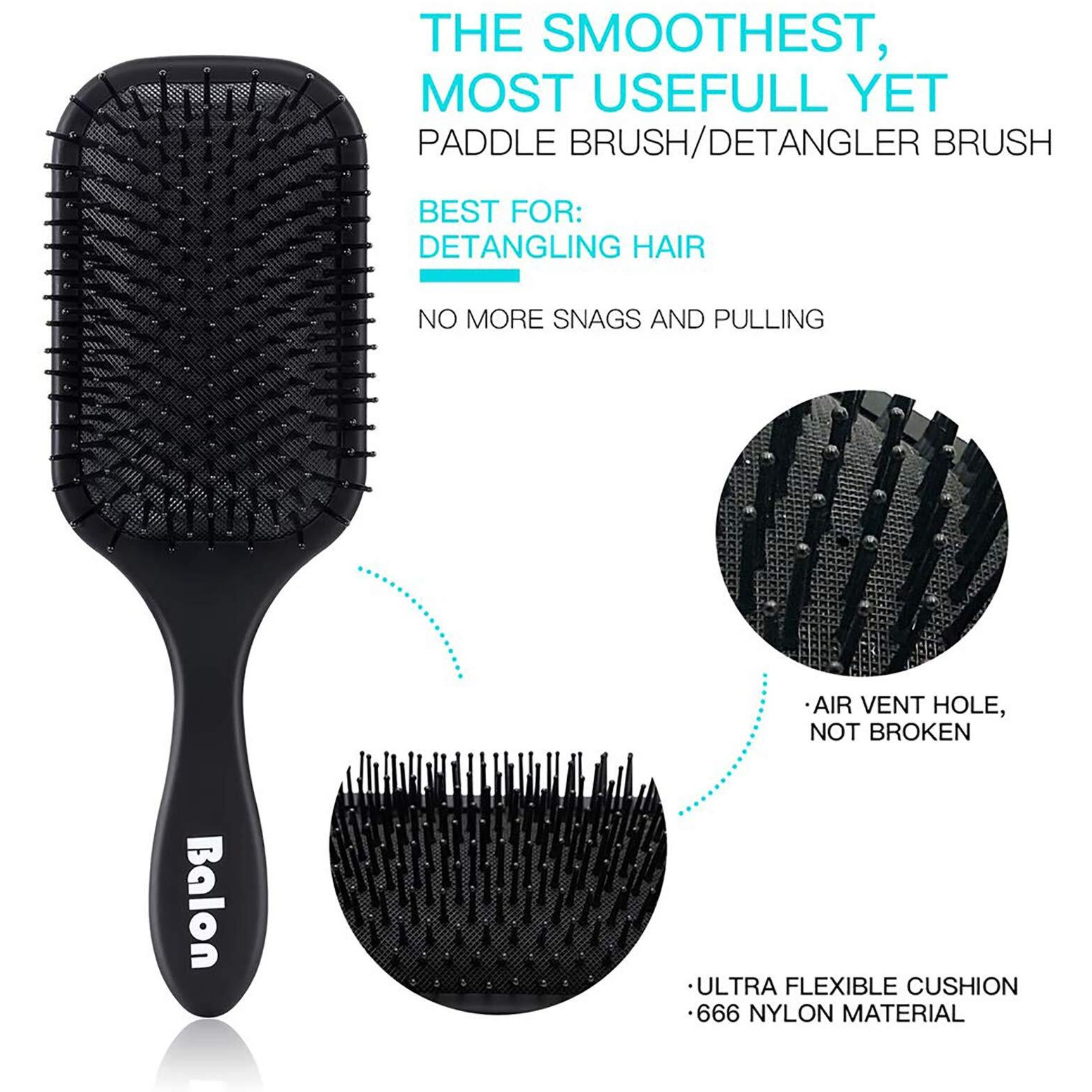 4Pcs Paddle Hair Brush, Detangling Brush And Hair Comb Set For Men And Women, Great On Wet Or Dry Hair, No More Tangle Hairbrush For Long Thick Thin Curly Natural Hair
