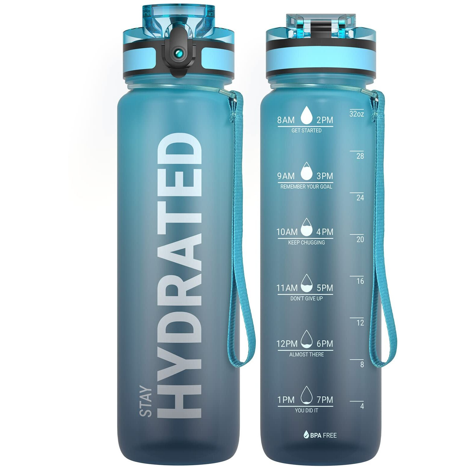 Sahara Sailor Water Bottle 32Oz, Durable And Leakproof Water Bottles Motivational With Time Marker, Tritan, Bpa Free, Wide Mouth With Easy Clean Brush For Gym, Travel, Home, School, Office (1 Bottle)