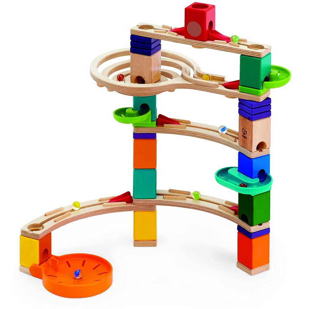 Hape Quadrilla Cliffhanger Wooden Marble Run Blocks | Marble Maze Run Set, Early Educational Stem Development Building Toys For Kids, Multicolor, ModelE6020