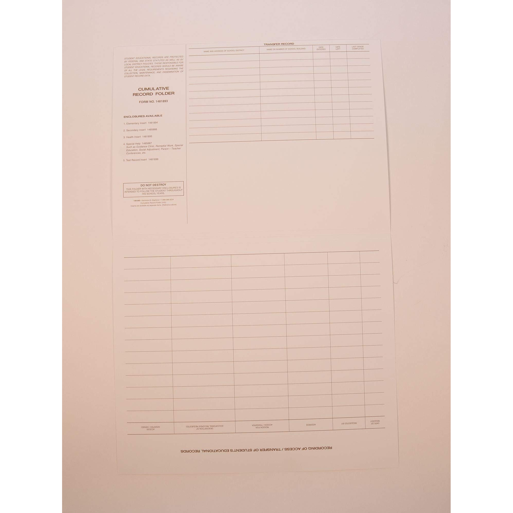 Hammond & Stephens Cumulative Record Folder - Grades K - 12, 18-5/8 L X 11-7/8 W In, 1/2 In Expansion, Pack Of 25