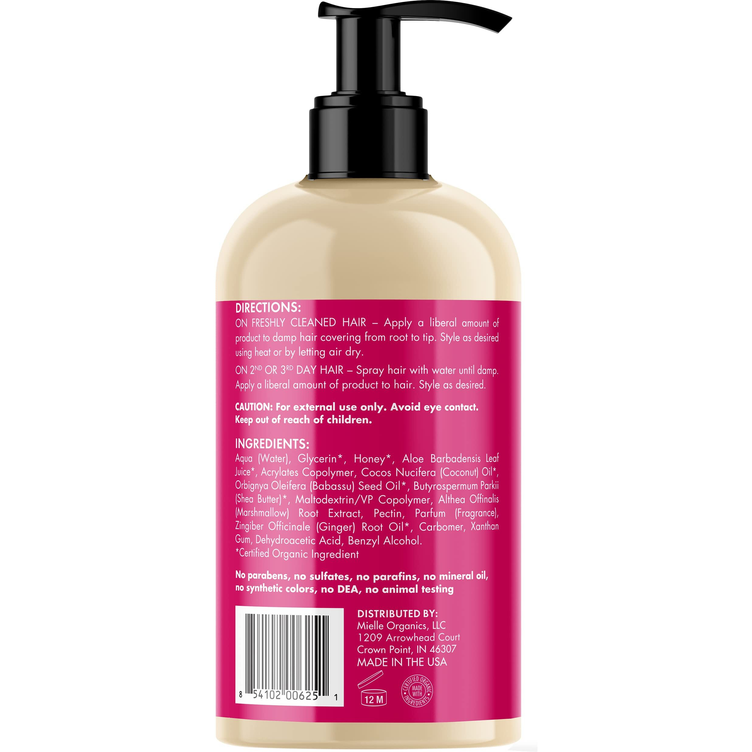 Mielle Organics Honey & Ginger Styling Gel For Enhanced Curl Definition And Moisture Retaining With Aloe For Dry, Curly, Thick, And Frizzy Hair, Non-Sticky, 13 Ounces