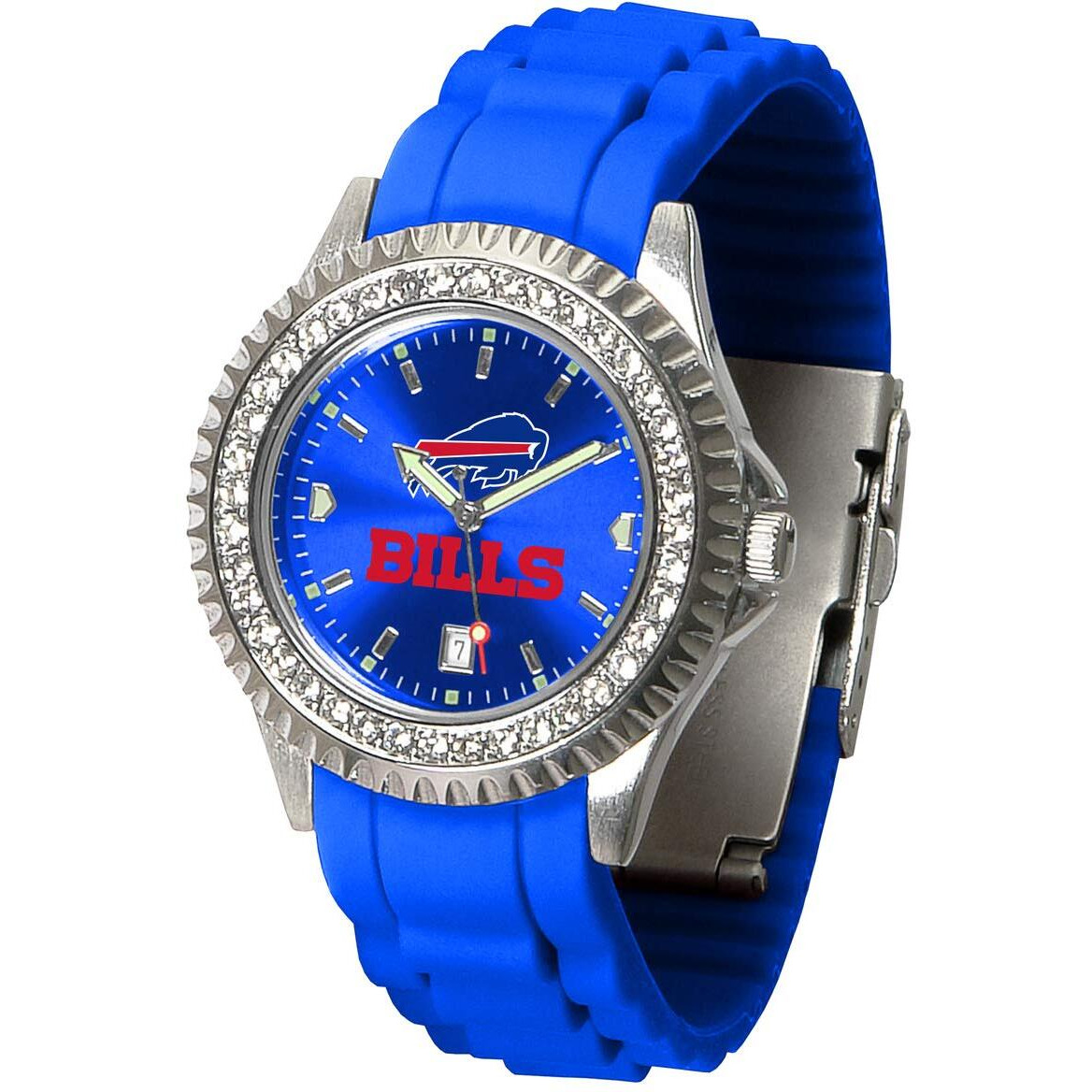 Game Time Buffalo Bills Women's Watch - Nfl Sparkle Series, Officially Licensed - Team Color-Coordinated Silicone Band
