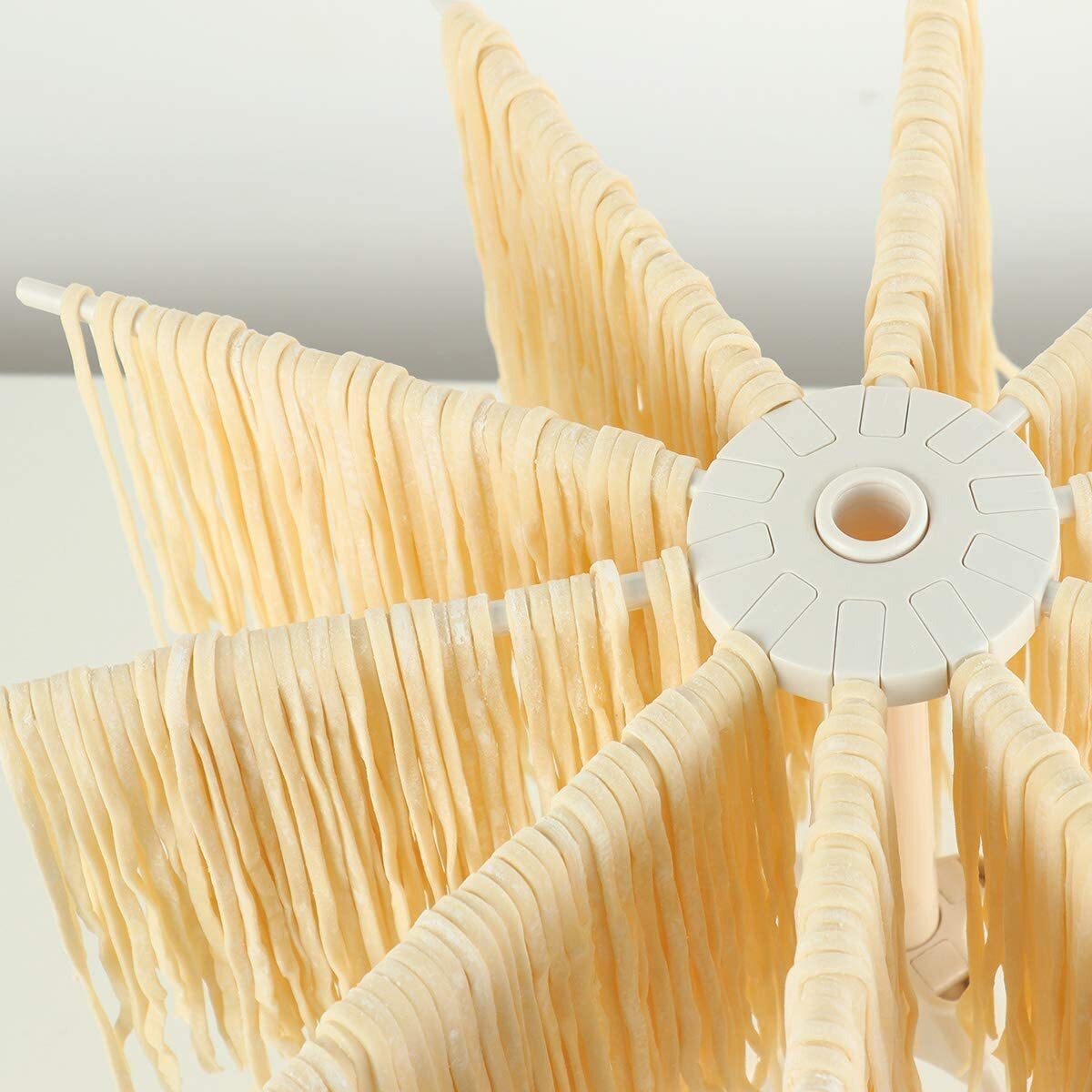Cambom Foldable Pasta Drying Rack- Plastic Spaghetti Noodle Dryer With 10 Bar Handles White