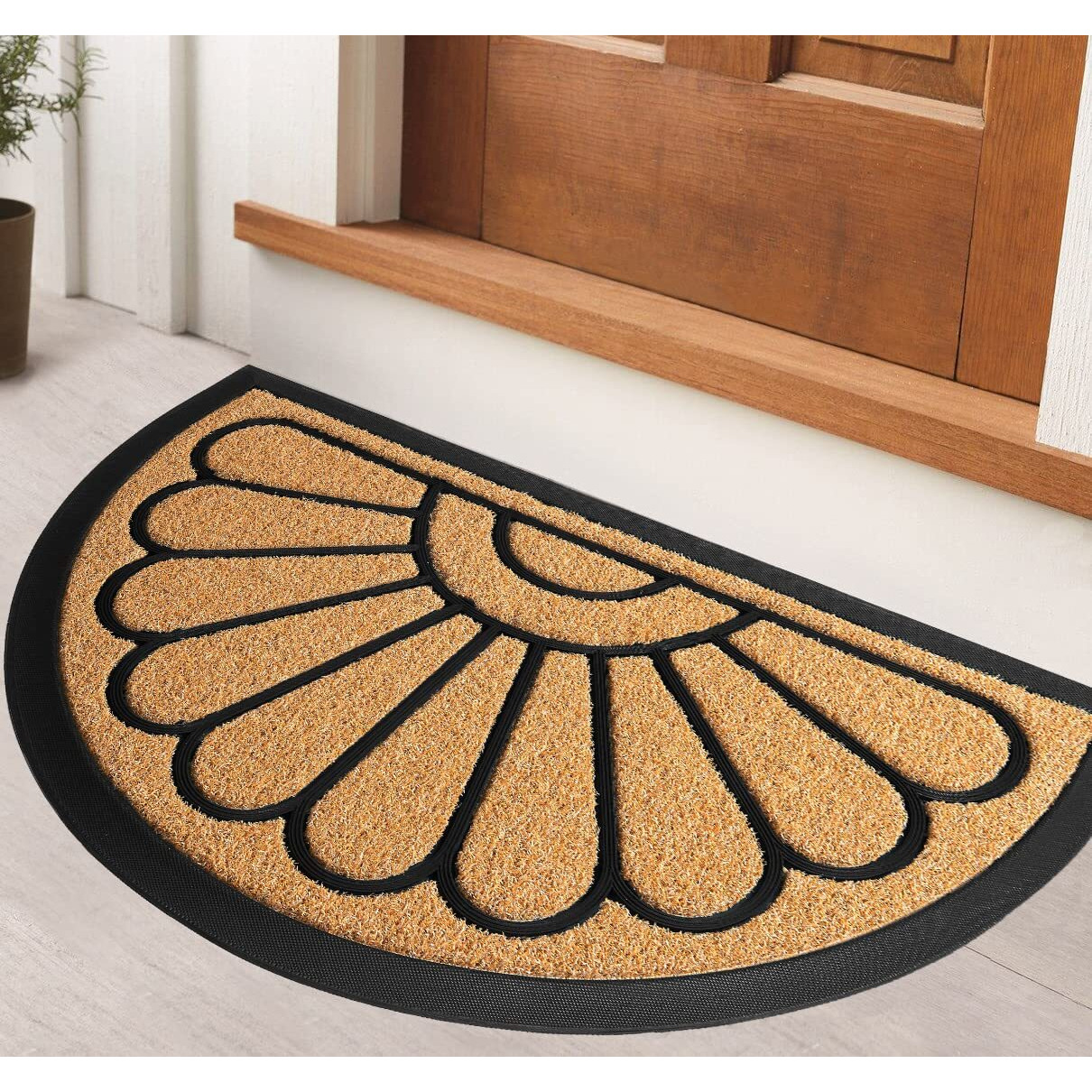 Ubdyo Front Door Mat - Low Pile Front Door Mat Outside Entrance - Muddy Dirt Trapping Welcome Matt Outdoor - Rubber Backing Anti Slip Indoor Doormat Entrance, 30"" X 17"", Bright Yellow